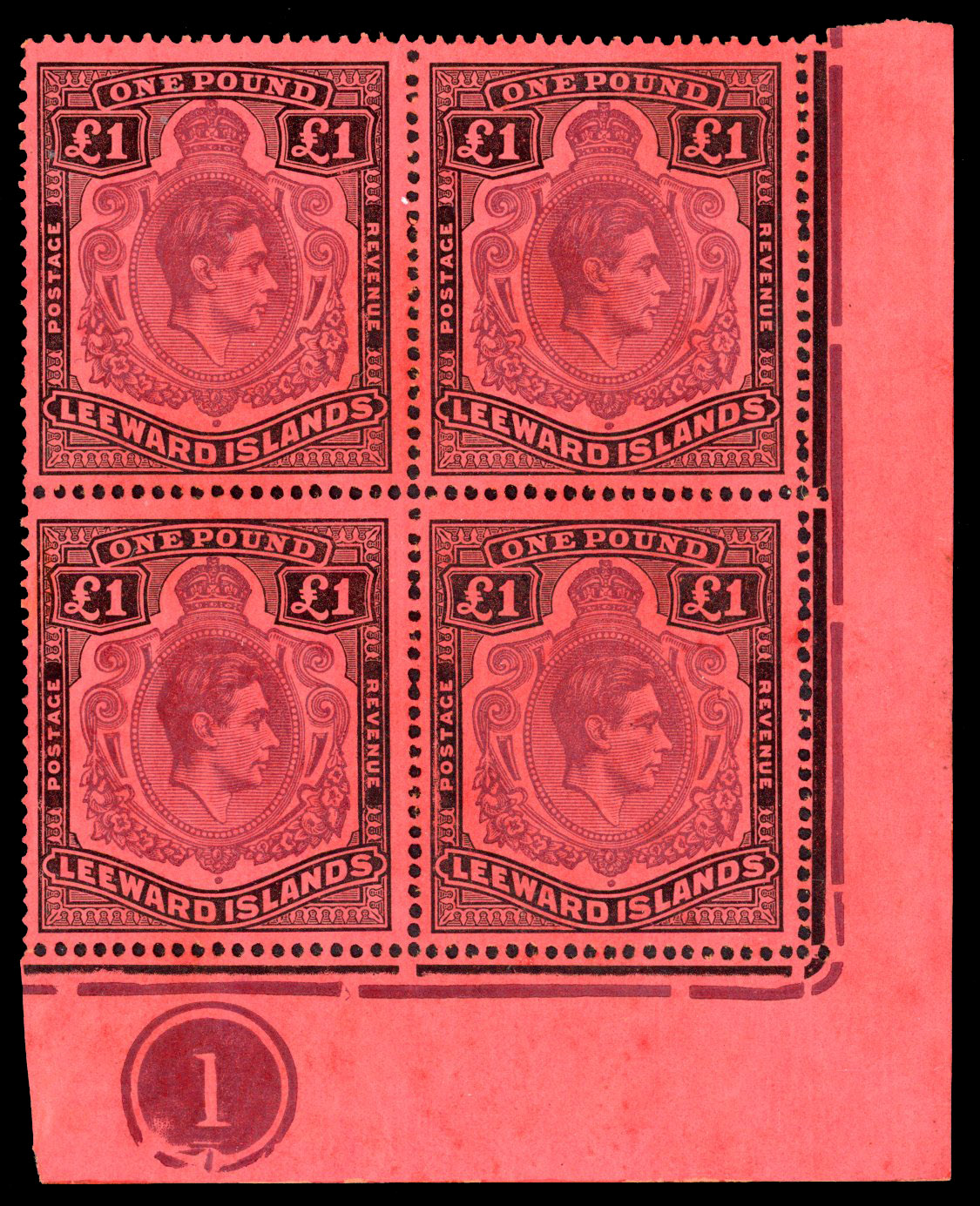 Leeward Islands SG 114ae Plate block mint