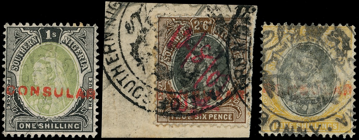 Consular: 1902 1s green and black, 2s6d black...