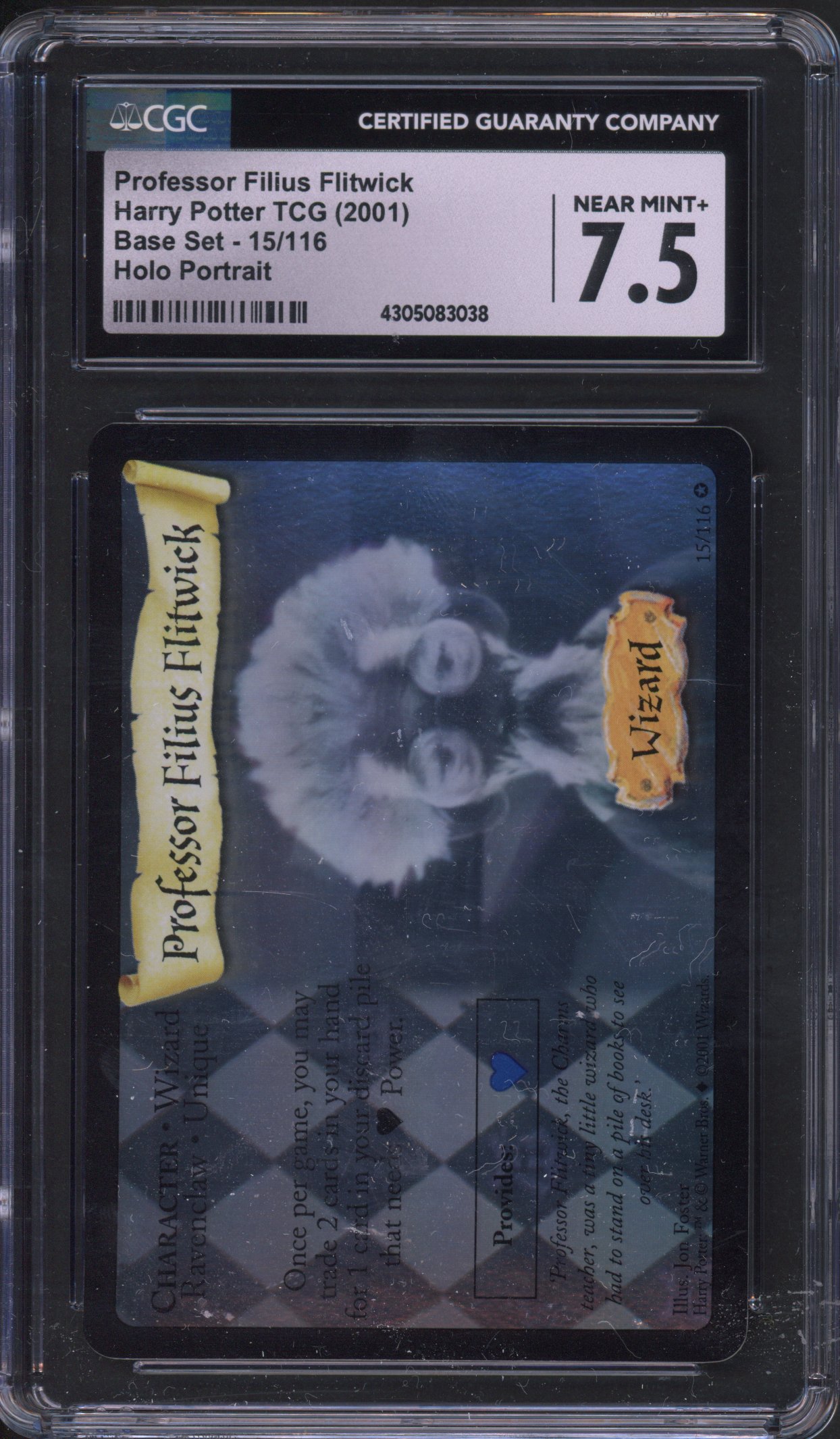 Harry Potter TCG - CGC 7.5 Professor Filius Flitwick Portrait Holo Base Set #15/116 