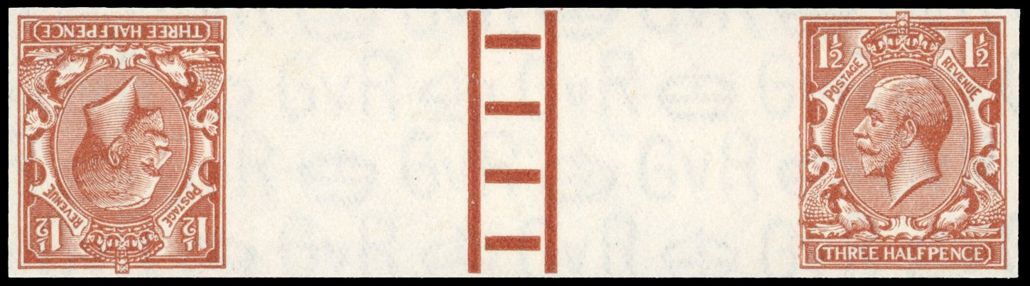 Great Britain 1924 1½d Red-brown, Horizontal Tête-bêche Gutter Pair, BPMA Imprimatur, SG 420