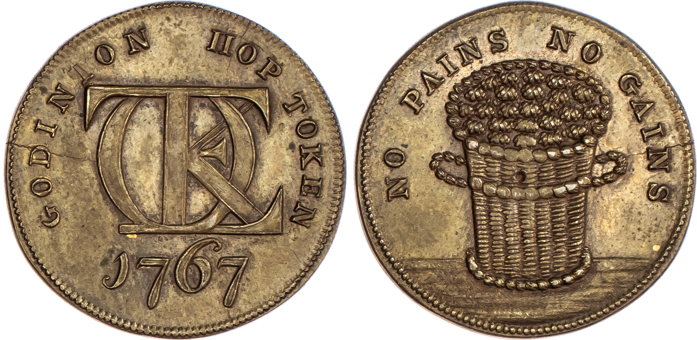 Godington, John Toke brass token 1767,...