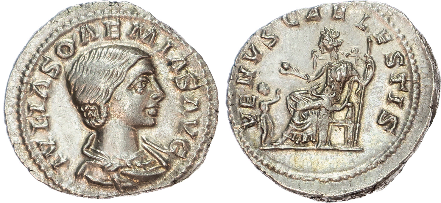 Julia Soaemias, mother of Elagabalus (AD 218-222) AR Denarius, Rome, AD 220-222, 3.30g. 