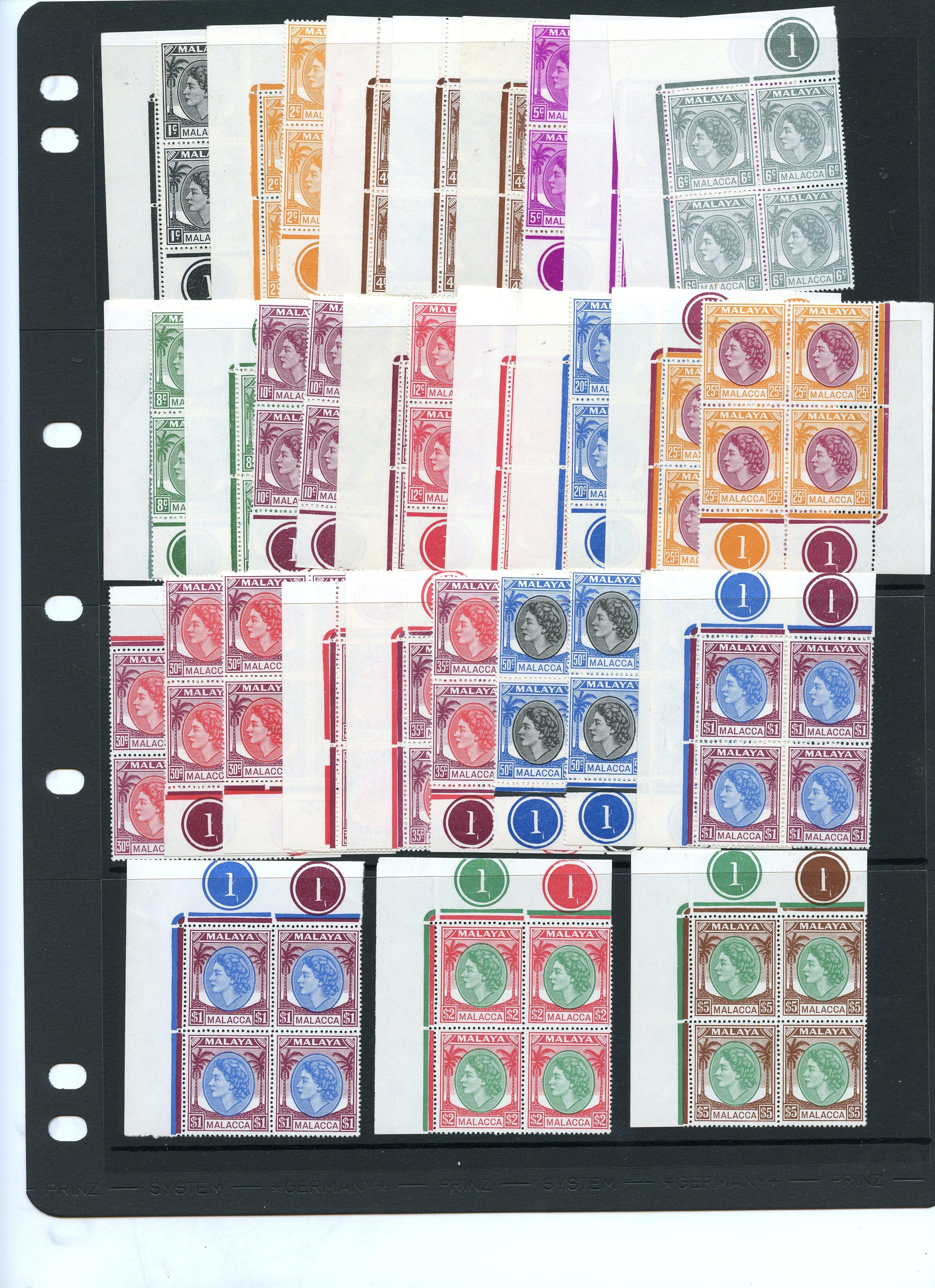 Malacca SG 23-38 blocks mint