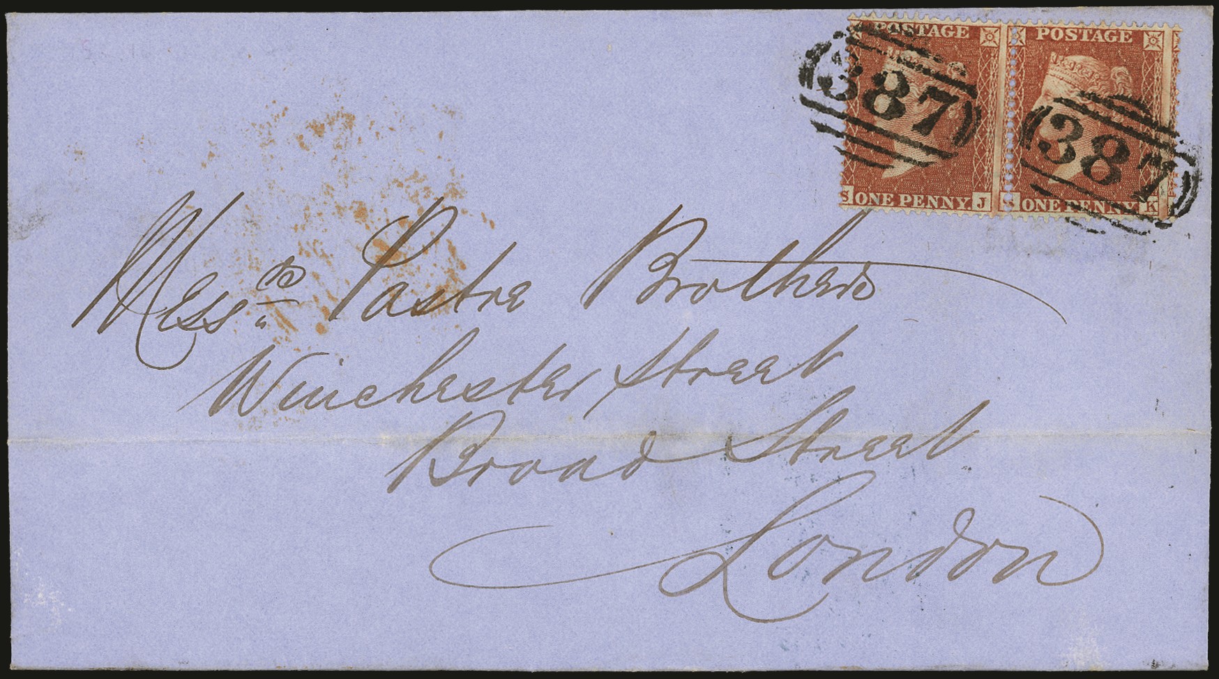 1855 1d Red brown Pl.4 (Wmk. Small Crown,...