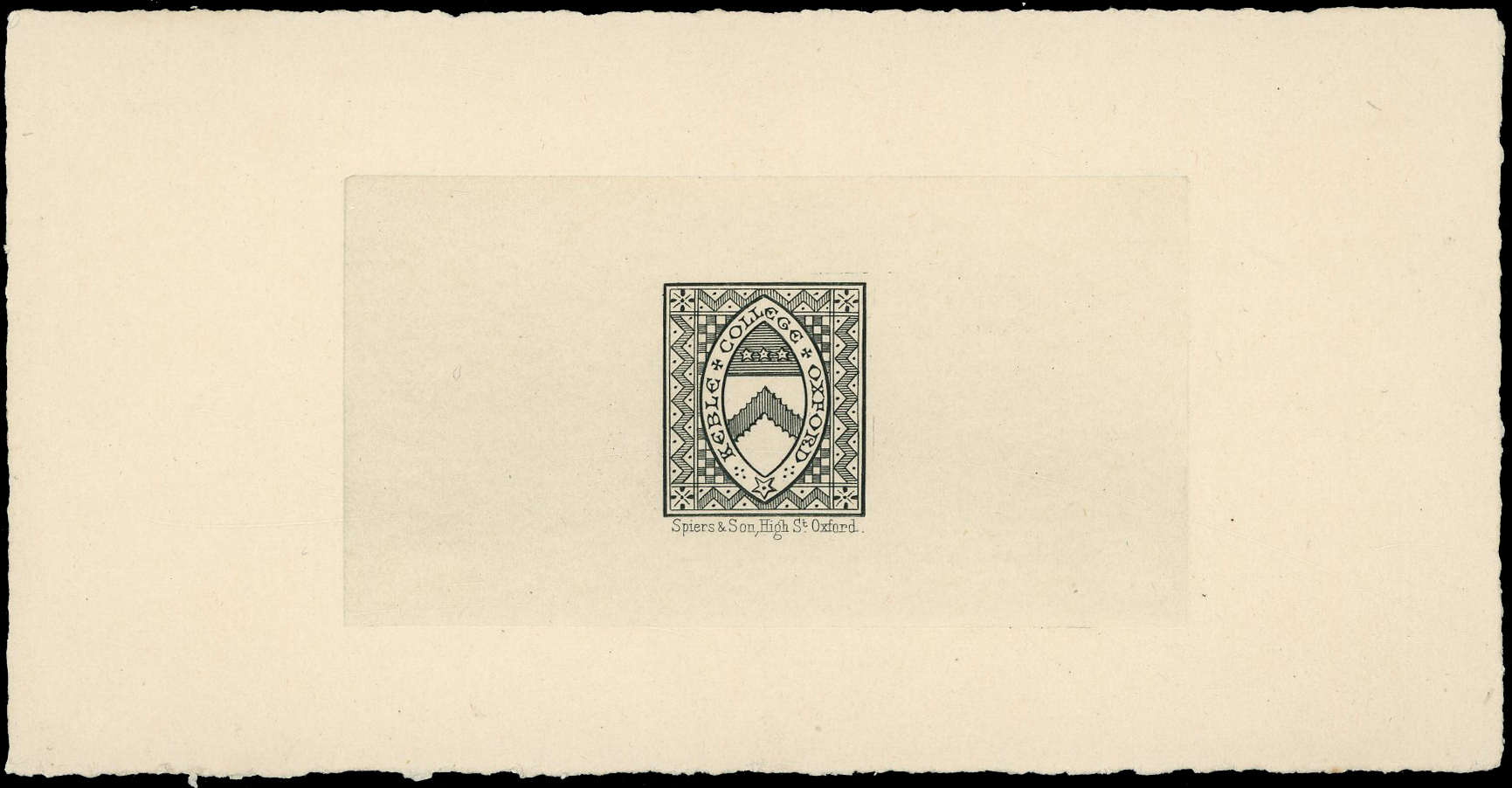 KEBLE COLLEGE, OXFORD: 1873 (½d) magenta, embossed surface-coloured paper