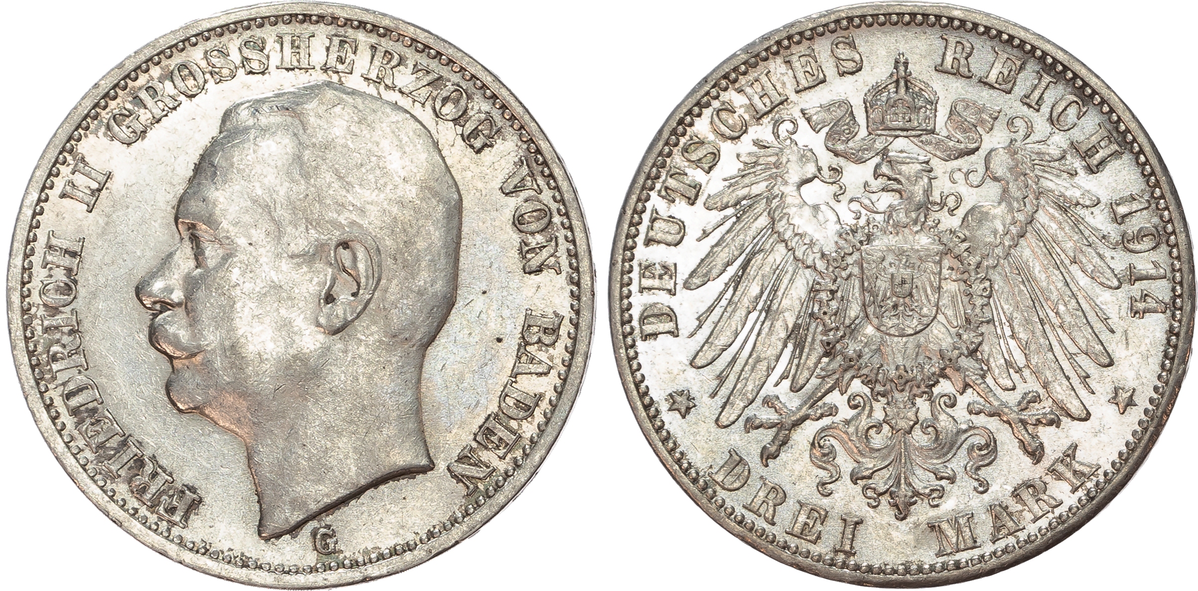 Germany, Baden, Frederick II (1907-1918), silver 3 Marks (6).
