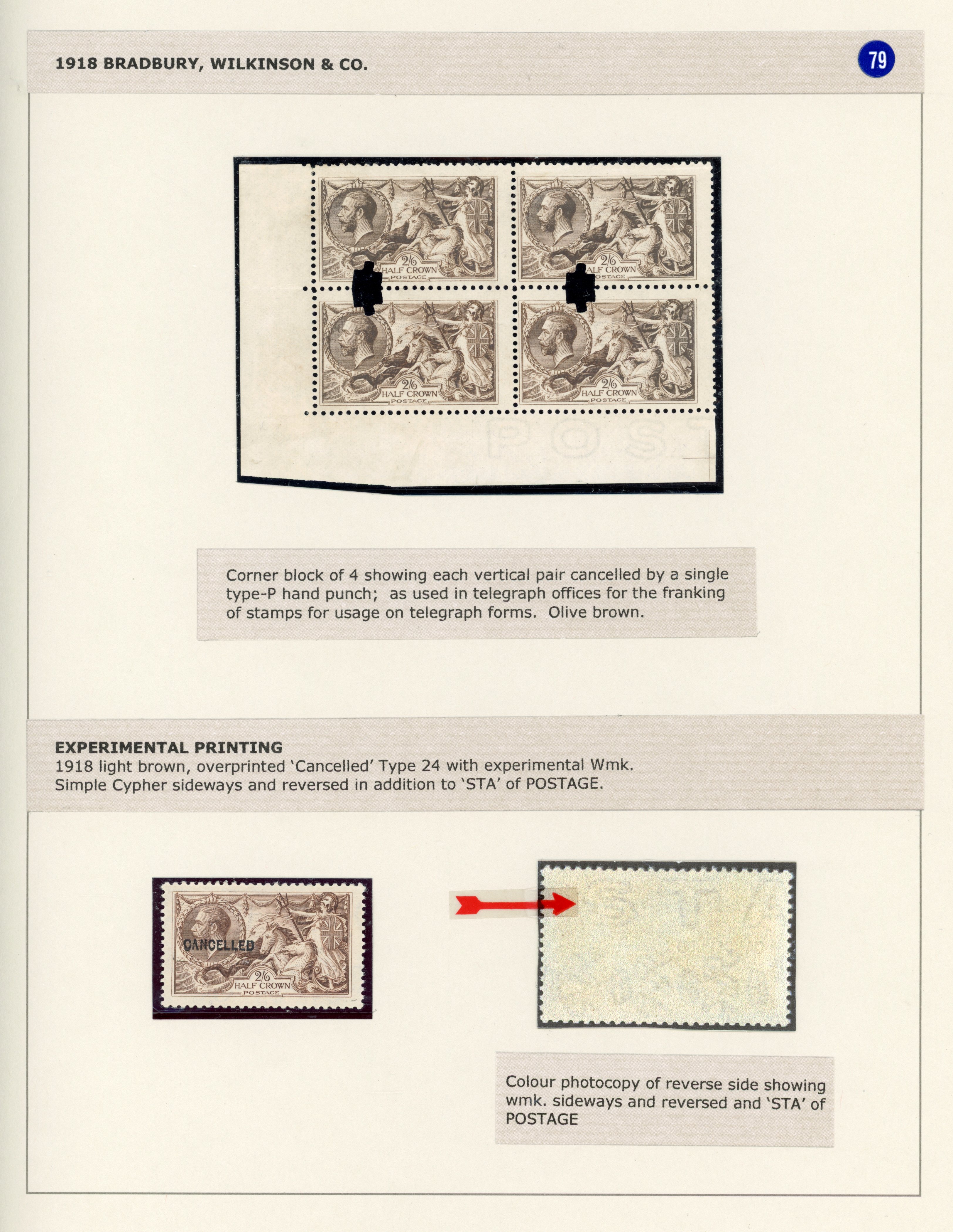 GB 1921 2s6d experimental printing overprinted CANCELLED