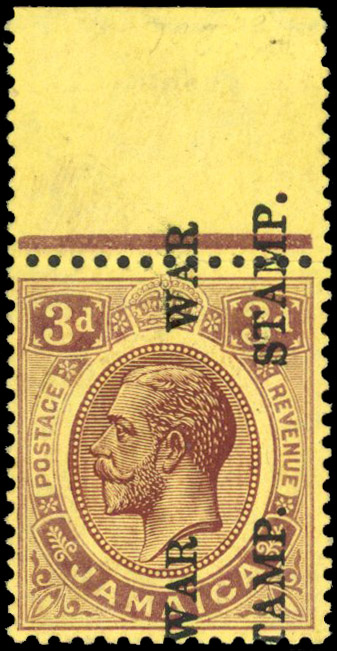 Jamaica 1917 3d error overprint sideways unmounted