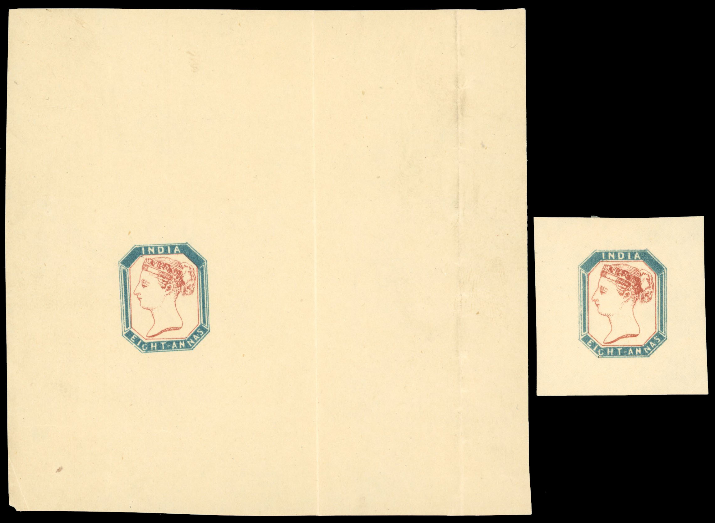 † India 1854 ‘Thuillier’ essay, 8a light blue and red-brown