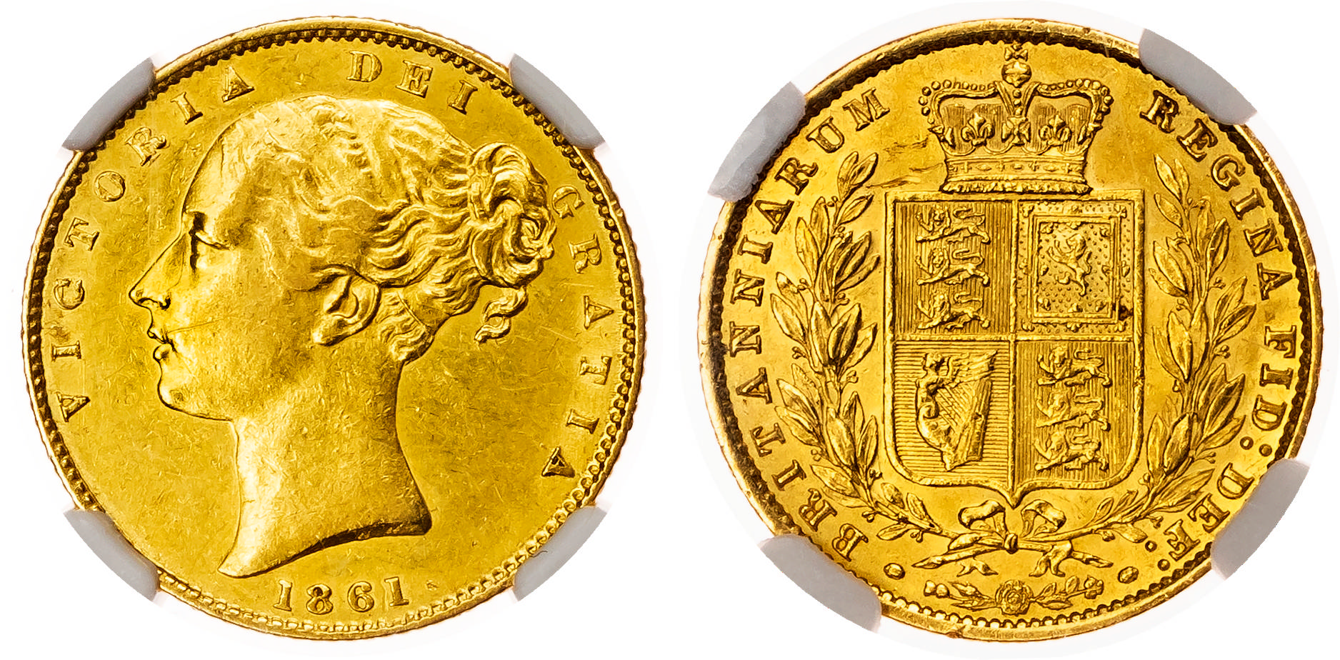 Victoria (1837-1901), AV Sovereign, 1861, C/inverted C.