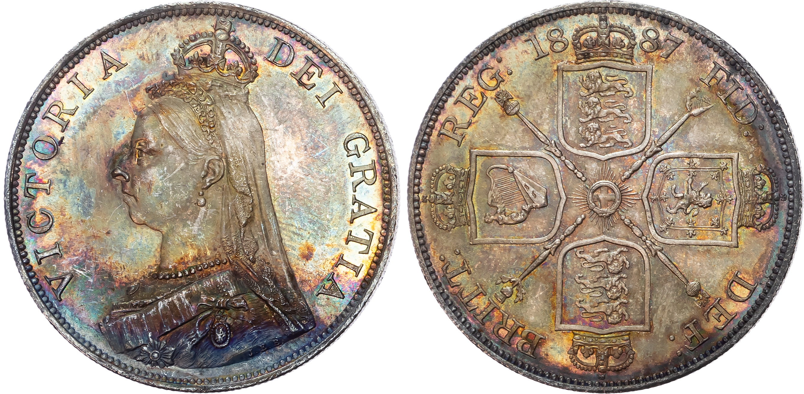 Victoria (1837-1901) Double Florin, 1887, Jubilee issue.