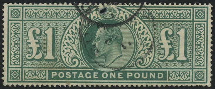 1902-10 £1 dull blue-green, used struck...
