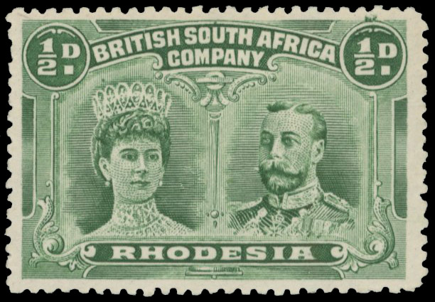 † ½d bluish green RJL 4/5, position 81 'bomb' flaw mint