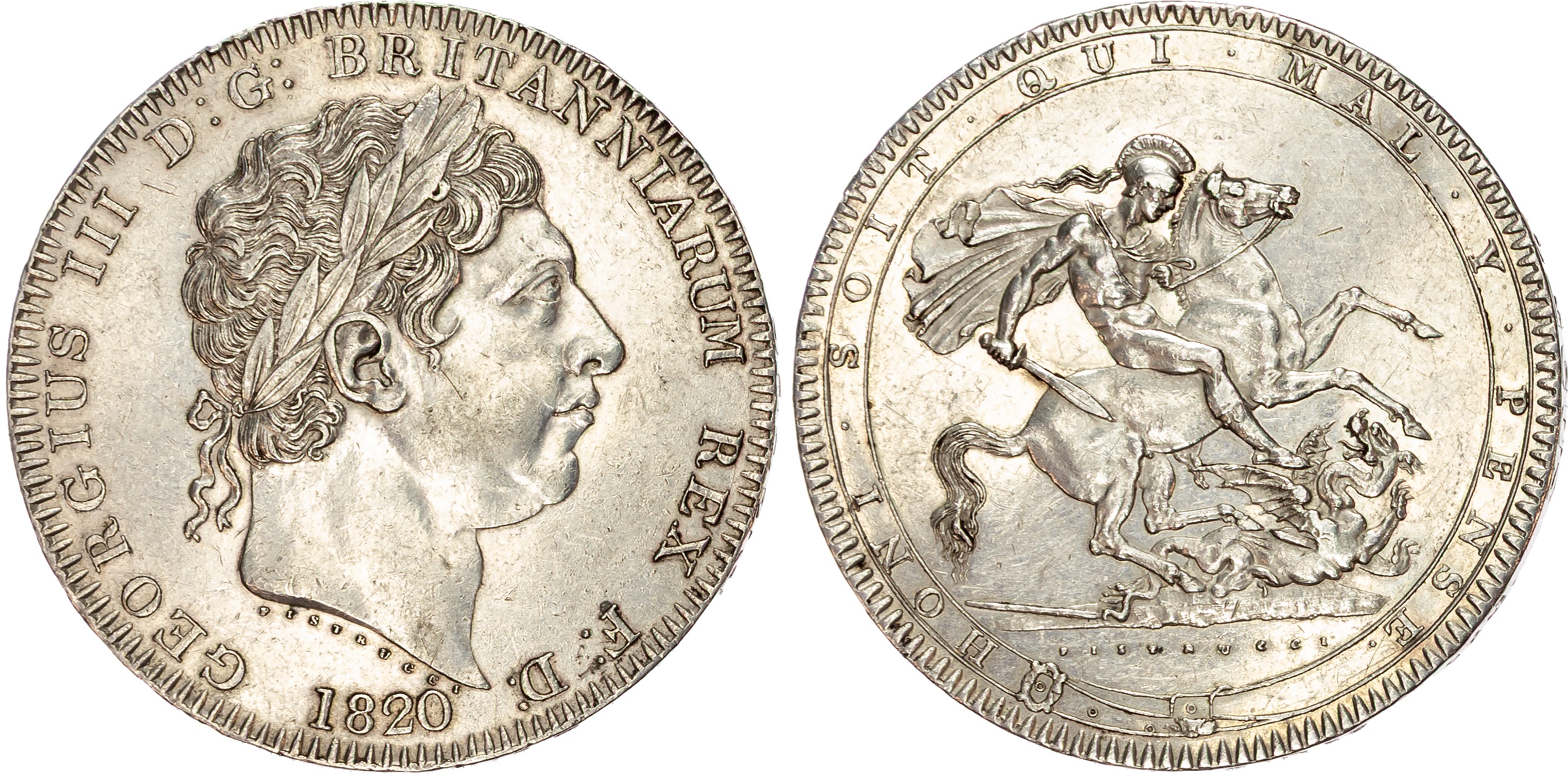 George III (1760‑1820), Last Coinage (1816‑1820) AR Crown, 1820, LX.