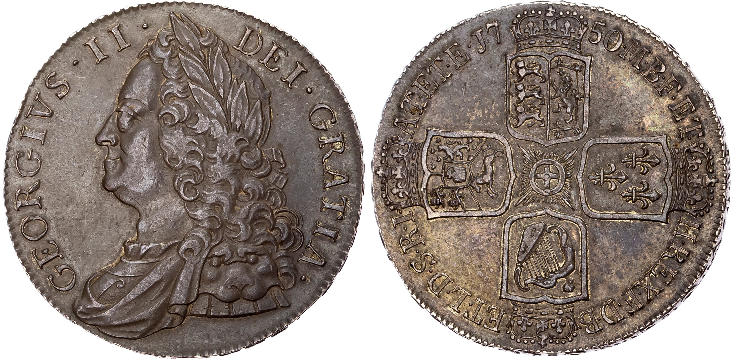 George II (1727-1760), 'Old Head' Crown, 1750 VICESIMO QVARTO