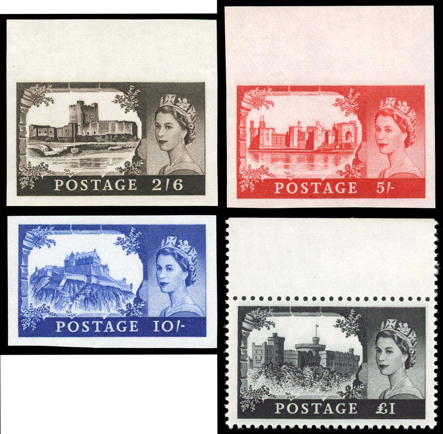 Great Britain 1967 2s6d-£1 "Castles", Set of Four, BPMA Imprimatur, SG 759/62