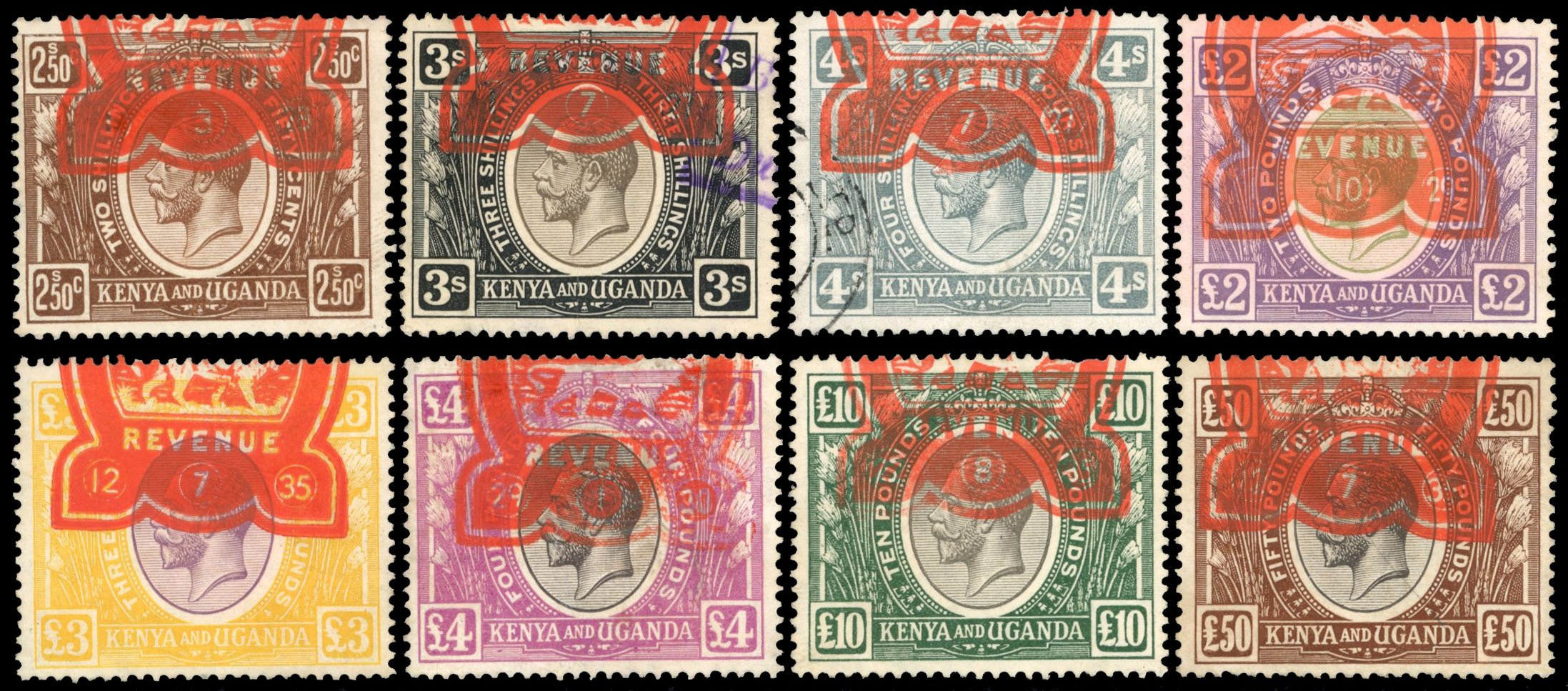 KUT SG 89/103 1922 values between 2s50 and £50 fiscally used
