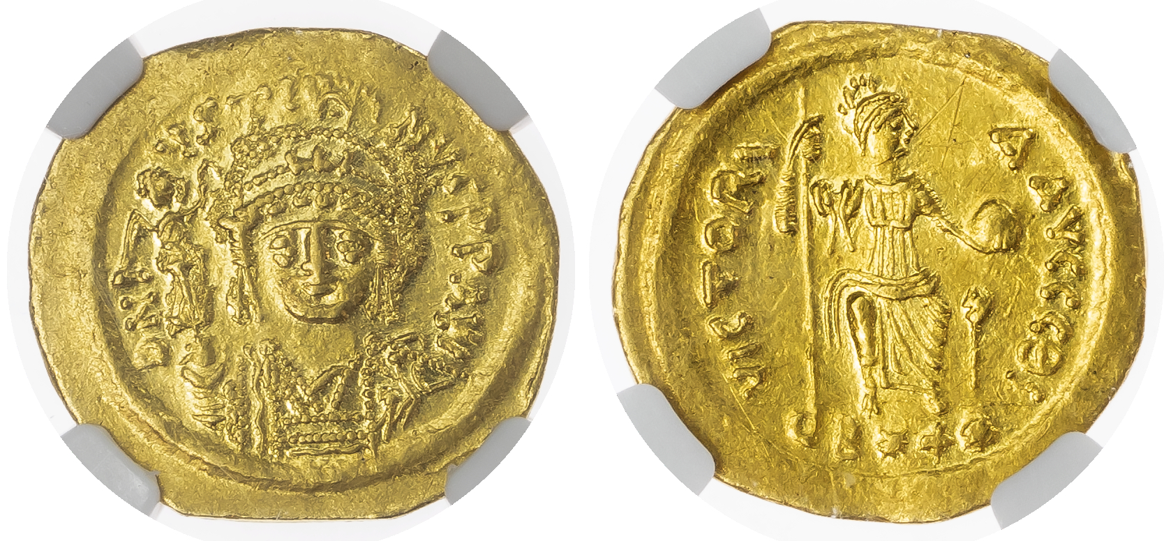 Justin II (AD 565-578) AV Solidus, mint of Antioch (?), lightweight issue of 22 siliquae, 3.98g.