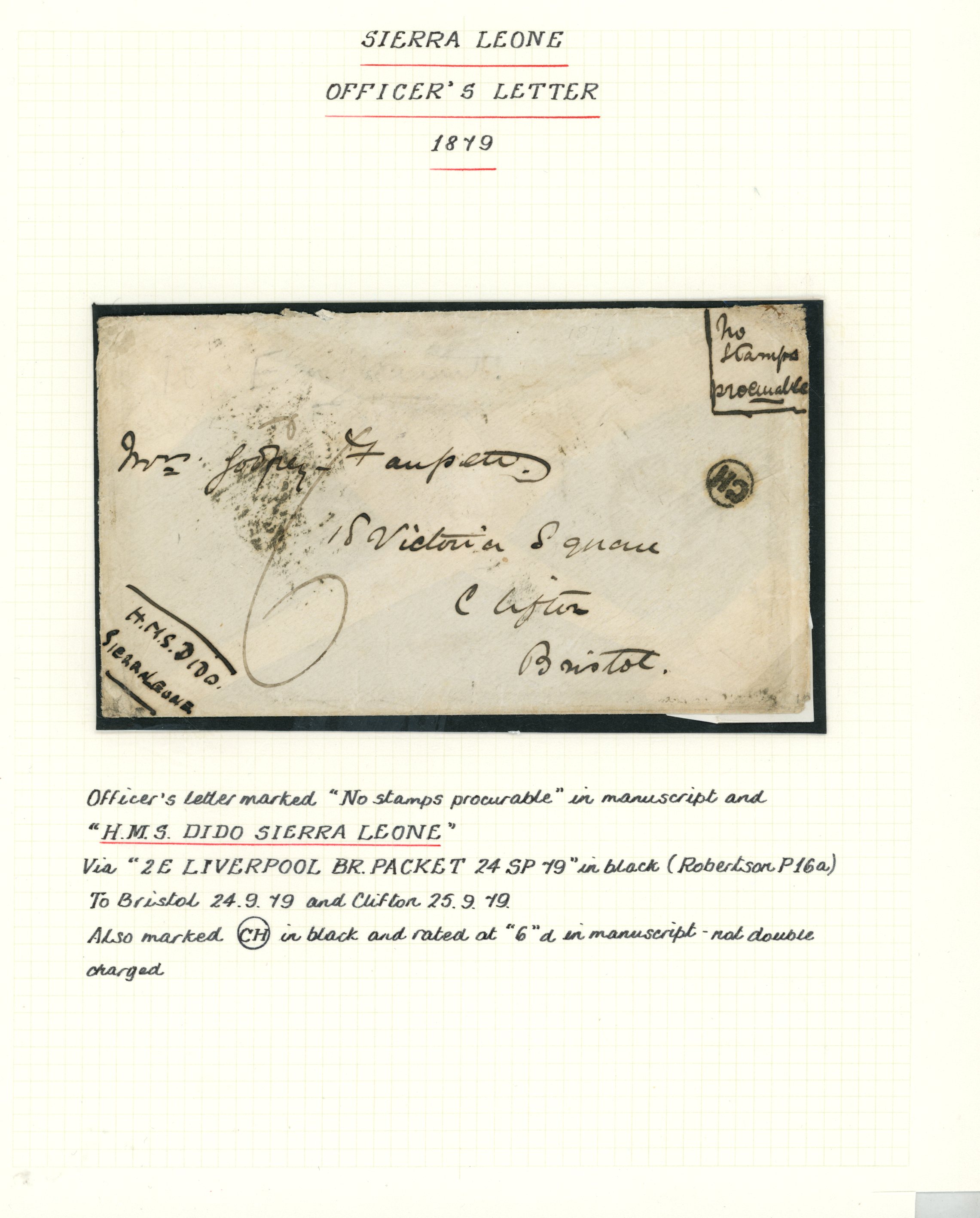 POSTAL HISTORY: 1879 Officer's letter sent...