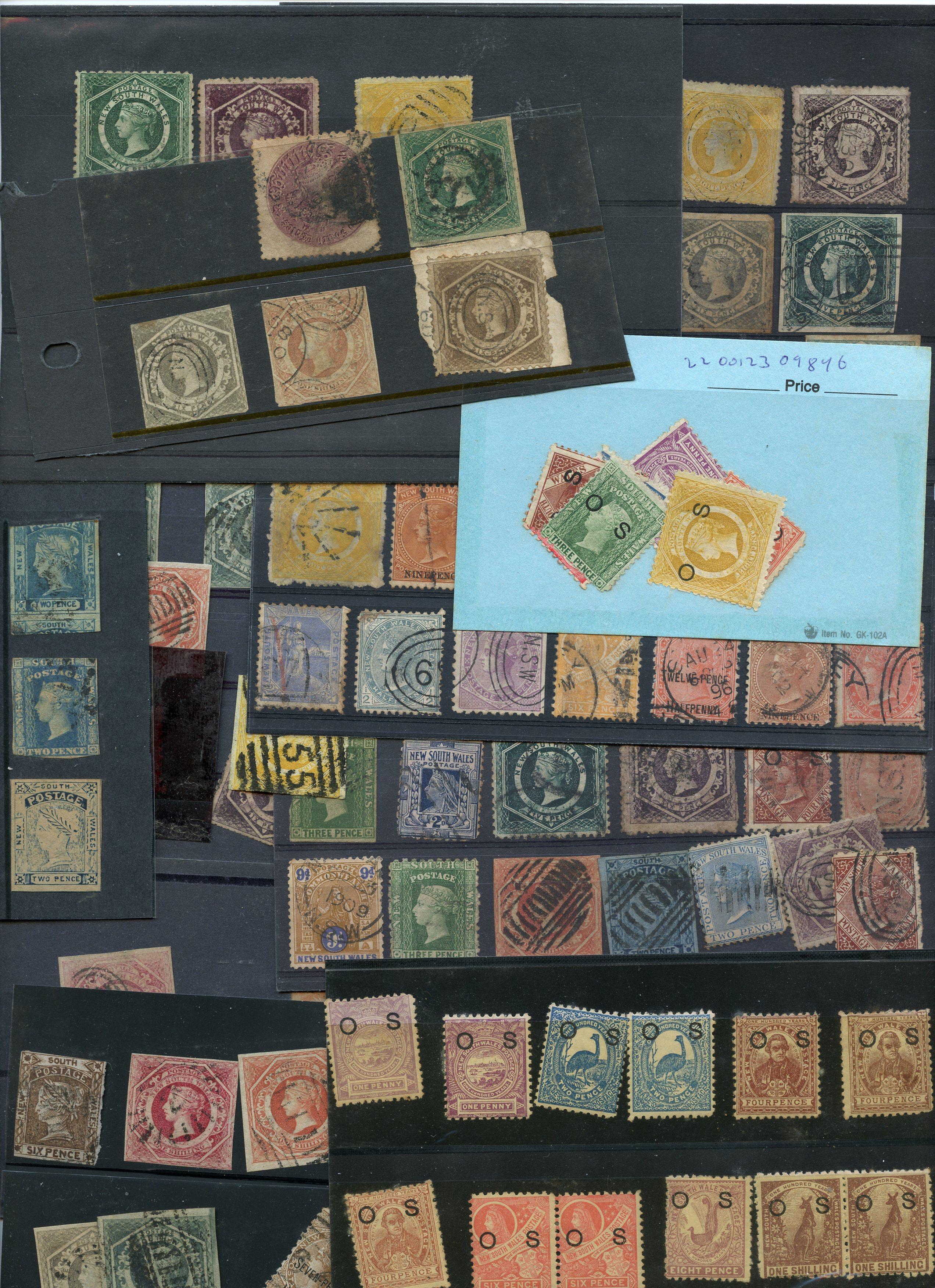 New South Wales, 1850-1910 range (scores) on cards, in packets etc, condition very mixed but with better items included