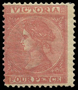 1867-81 4d rose "Laureate", wmk V over crown...