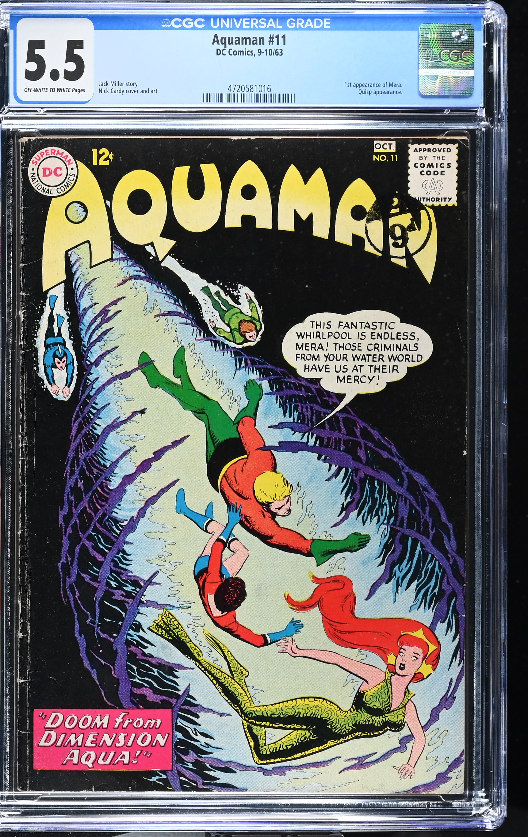 Aquaman #11 CGC 5.5 1st Appearance of Mera (DC Comics, 1963) Off-White to White Pages