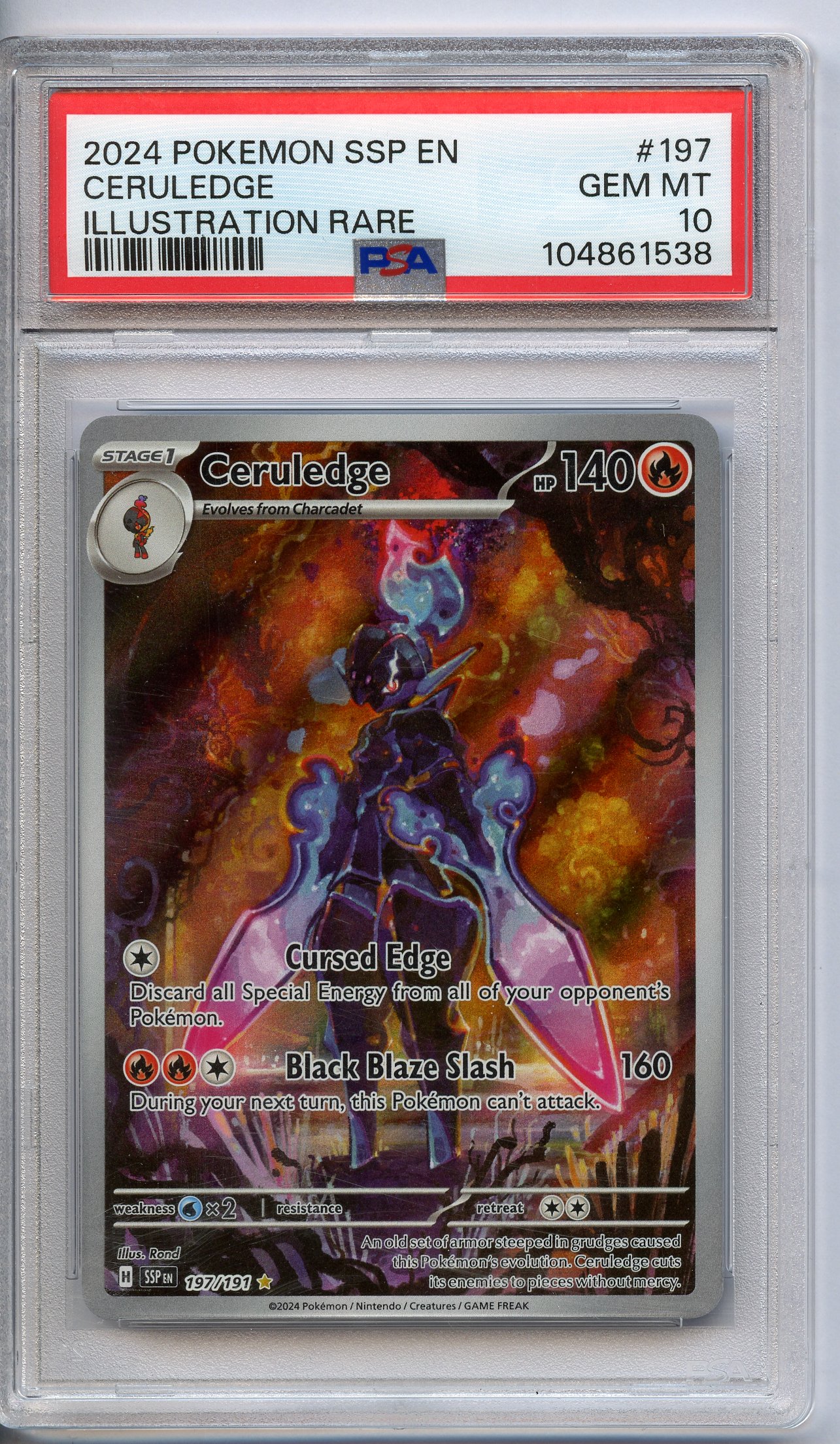PSA 10 Ceruledge #197 Illustration Rare - Surging Sparks