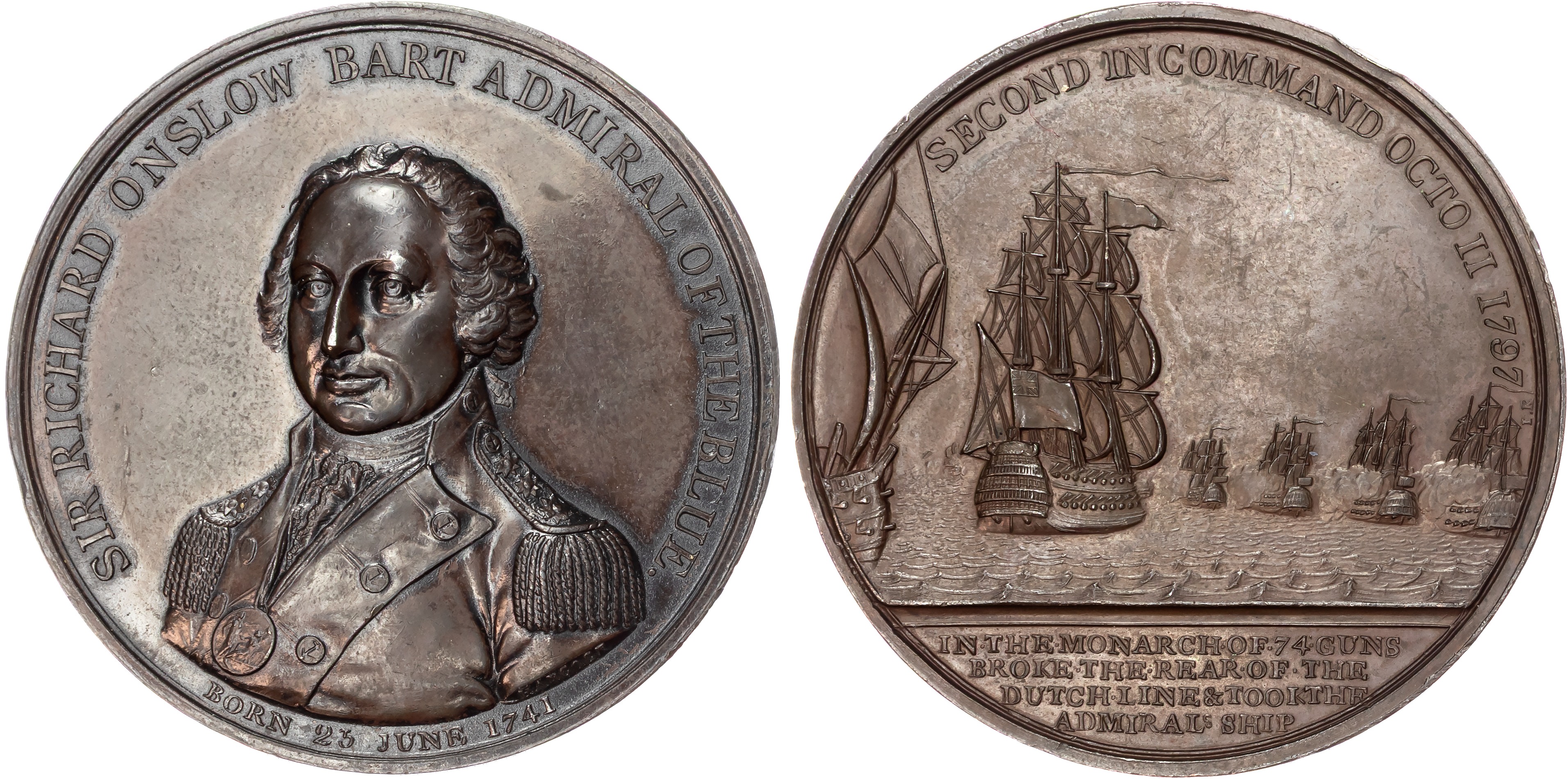 Admiral Sir Richard Onslow and the Battle of Camperdown, Æ medal by J.G. Hancock.