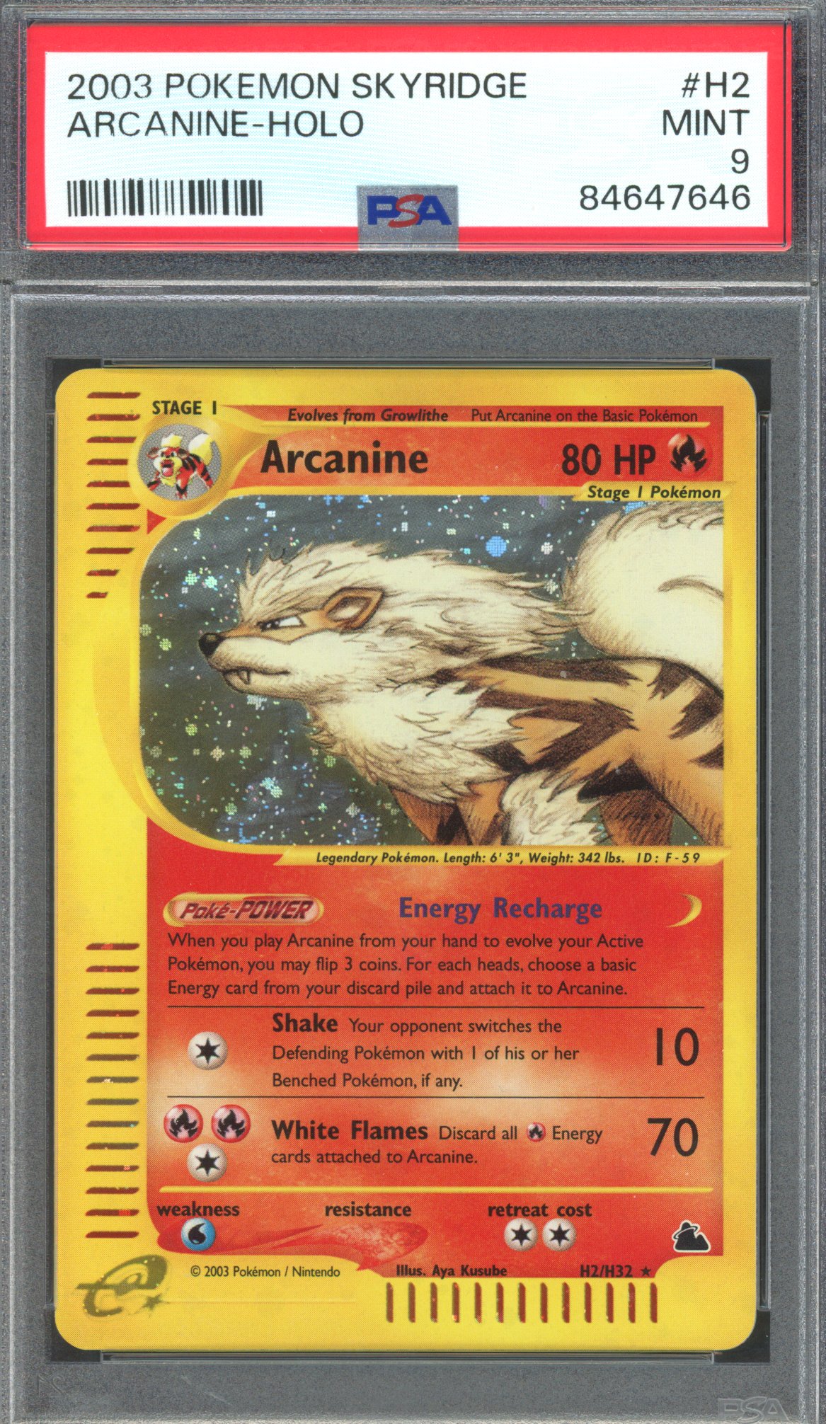 Pokémon TCG - PSA 9 Arcanine - Holo #H2 - Skyridge