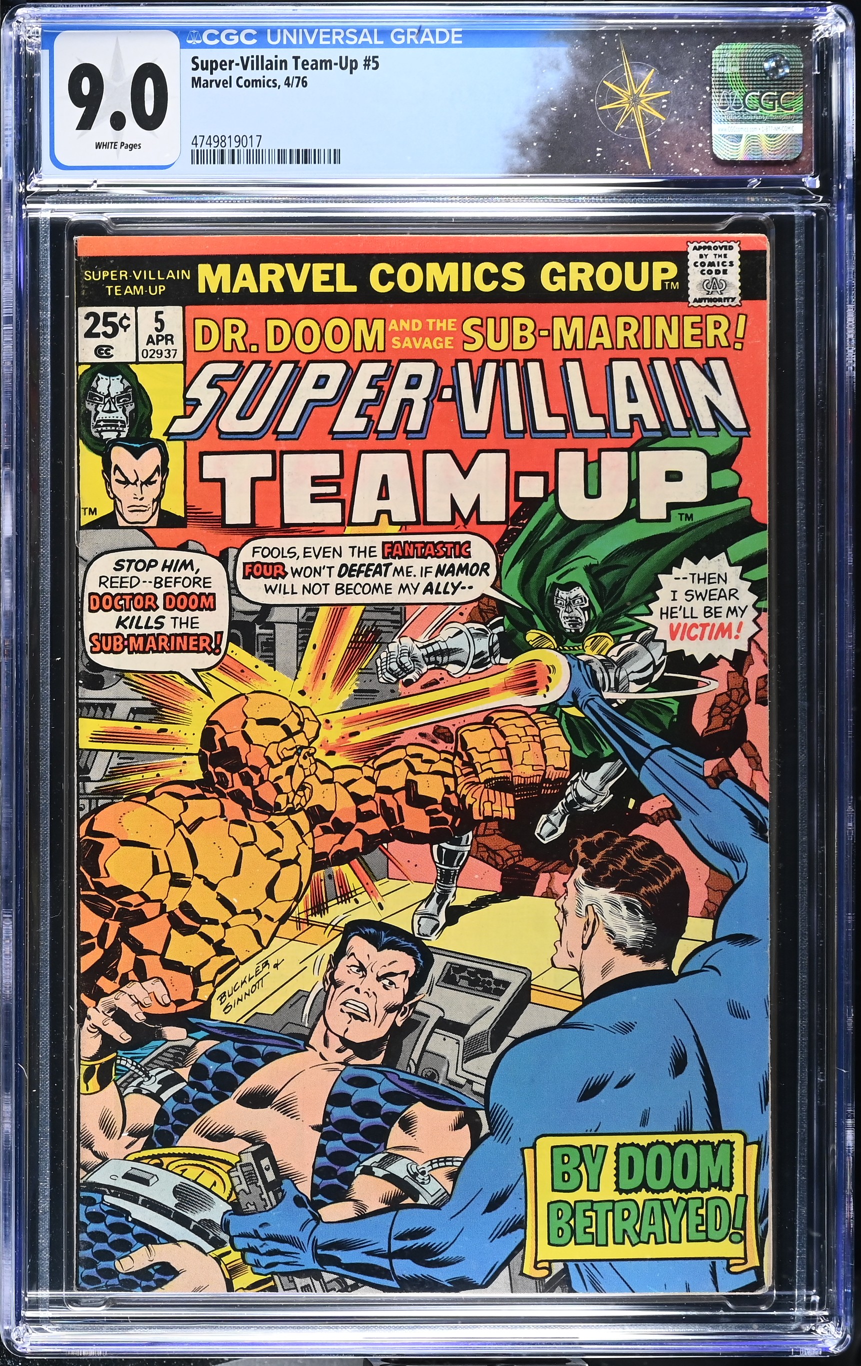 Super-Villain Team-Up #5 CGC 9.0 1st Appearance of The Shroud (Marvel Comics, 1976) White Pages