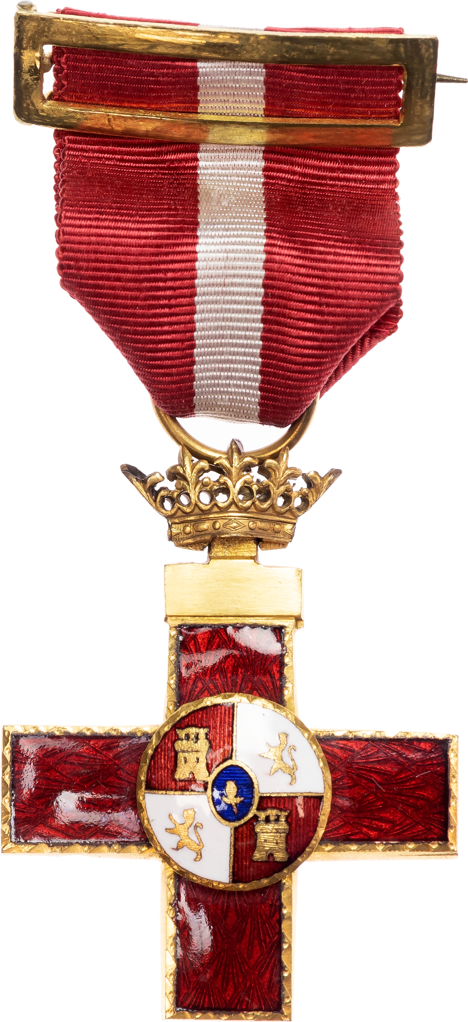 Spain. Order of Merit Gilt & Enamel Cross, 1st Class. Red model. Type VI (1936-1976). 