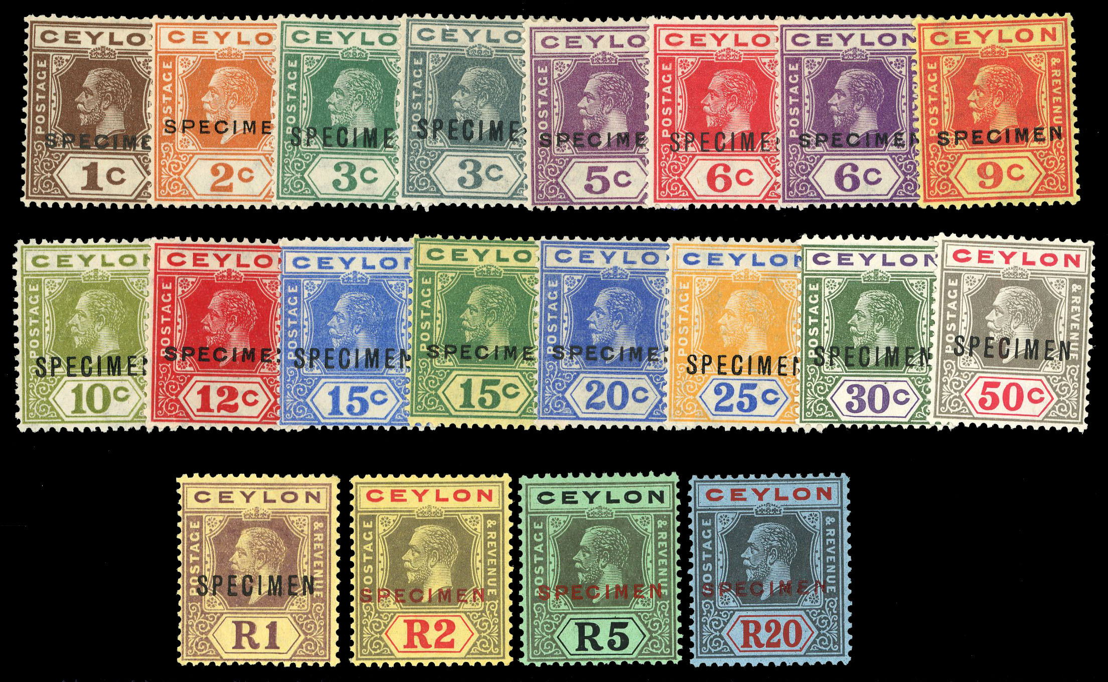 Ceylon SG 338s-357s SPECIMEN set 