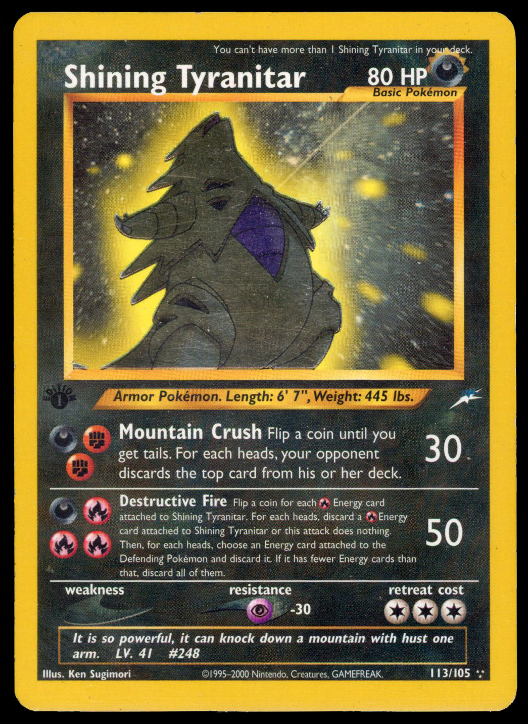 Shining Tyranitar 1st Edition Neo Destiny #113/105