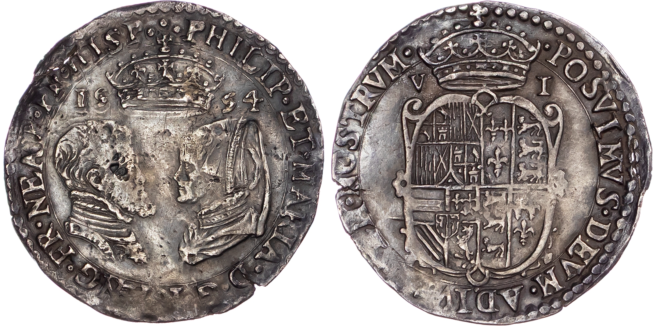 Philip and Mary (1554-1558), Sixpence, 1554, Tower.