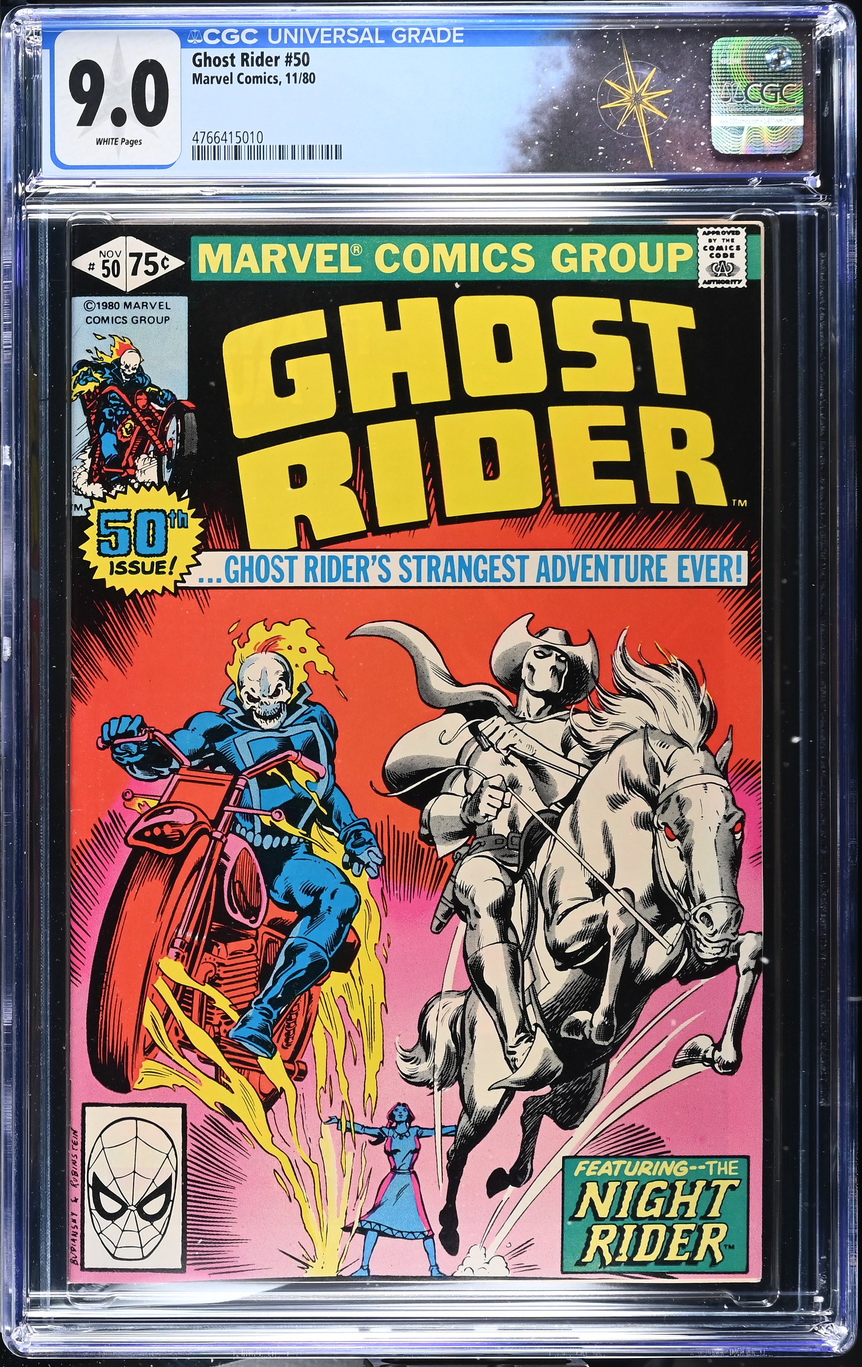 Ghost Rider #50 CGC 9.0 Night Rider Cover by Bob Budianski (Marvel Comics, 1980) White Pages