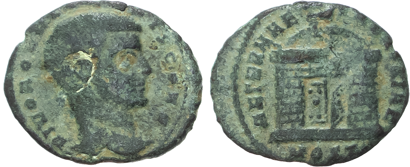 Divus Romulus (d. AD 309), AE Follis, Ostia, c. AD 309-312, 1.55g.
