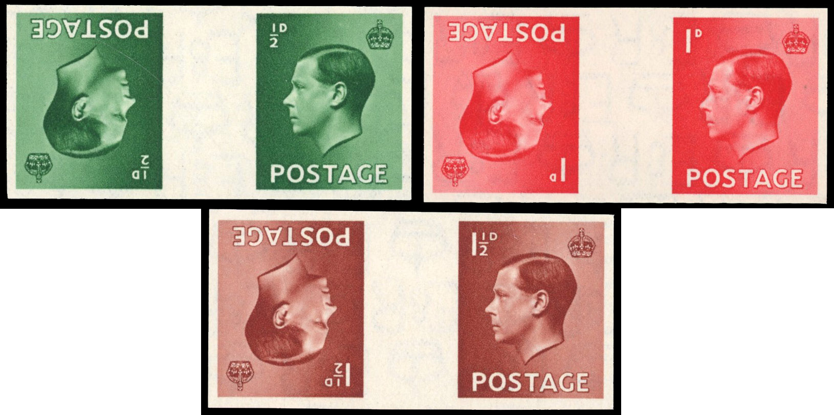 GB SG 457-9 1936 KEVIII tête-bêche imprimaturs