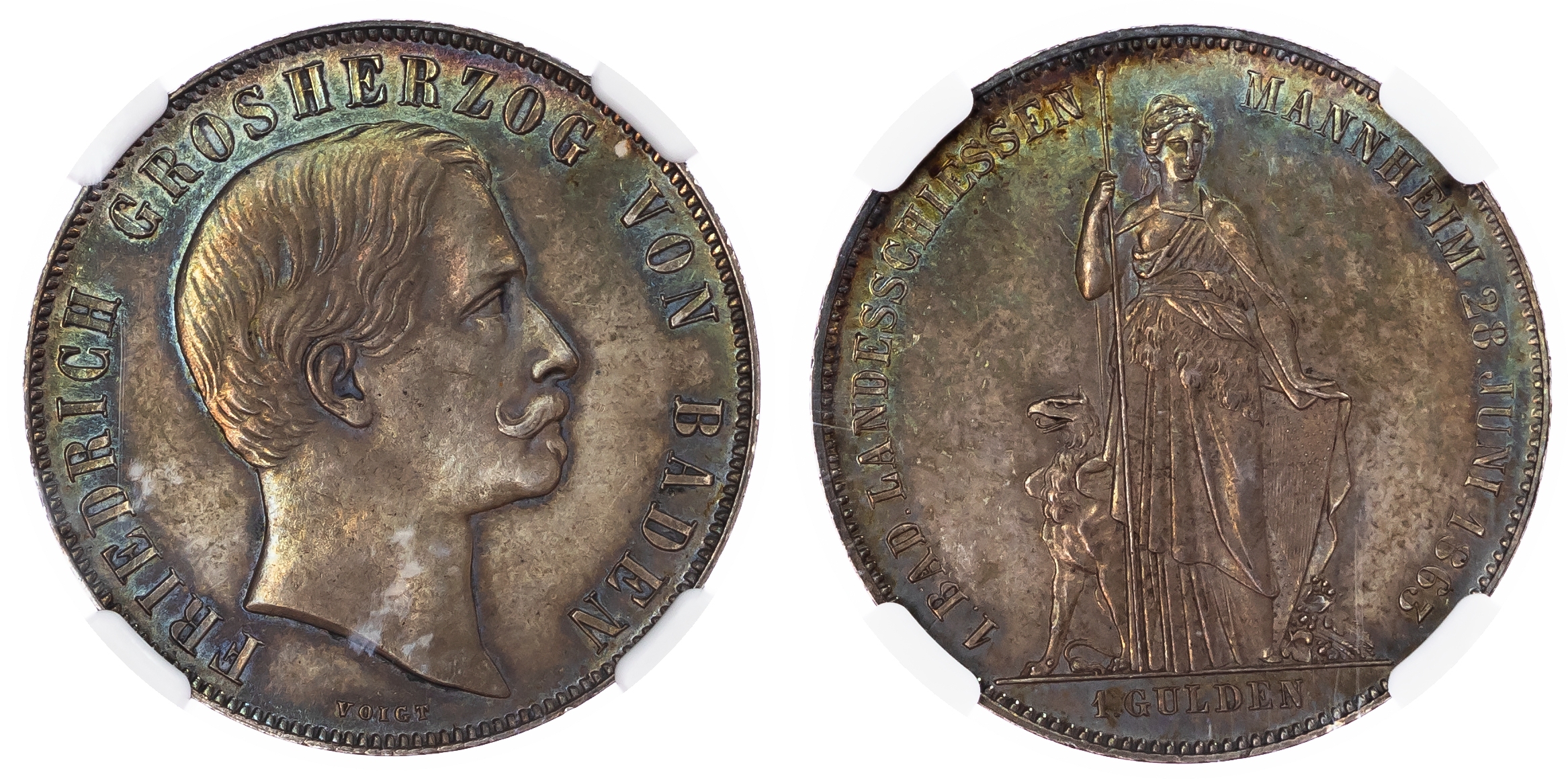 German States, Baden. Freidrich I AR Shooting Festival Gulden. 1863. 