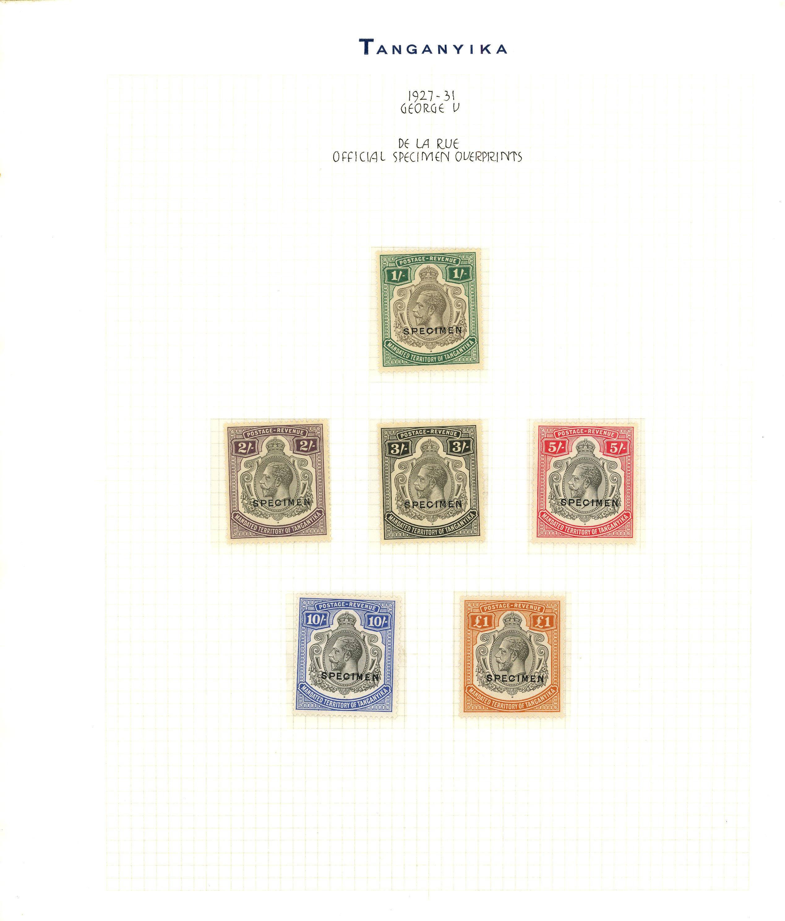 Tanganyika 1927-31 mint and used selection arranged of display...