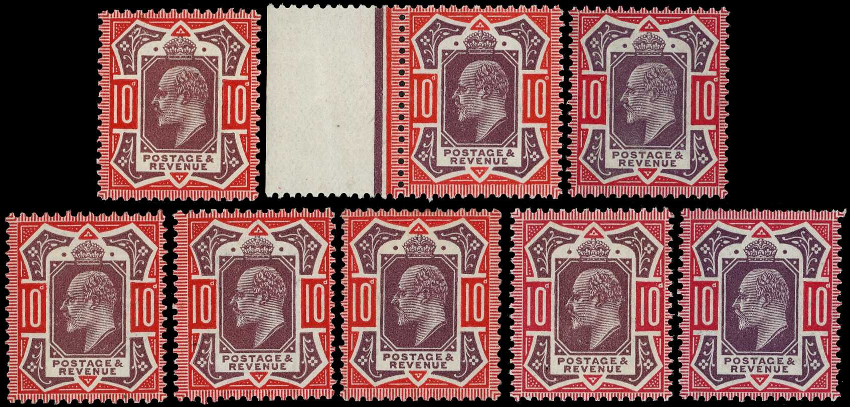 1911-13 Somerset House 10ds (8), unmounted...