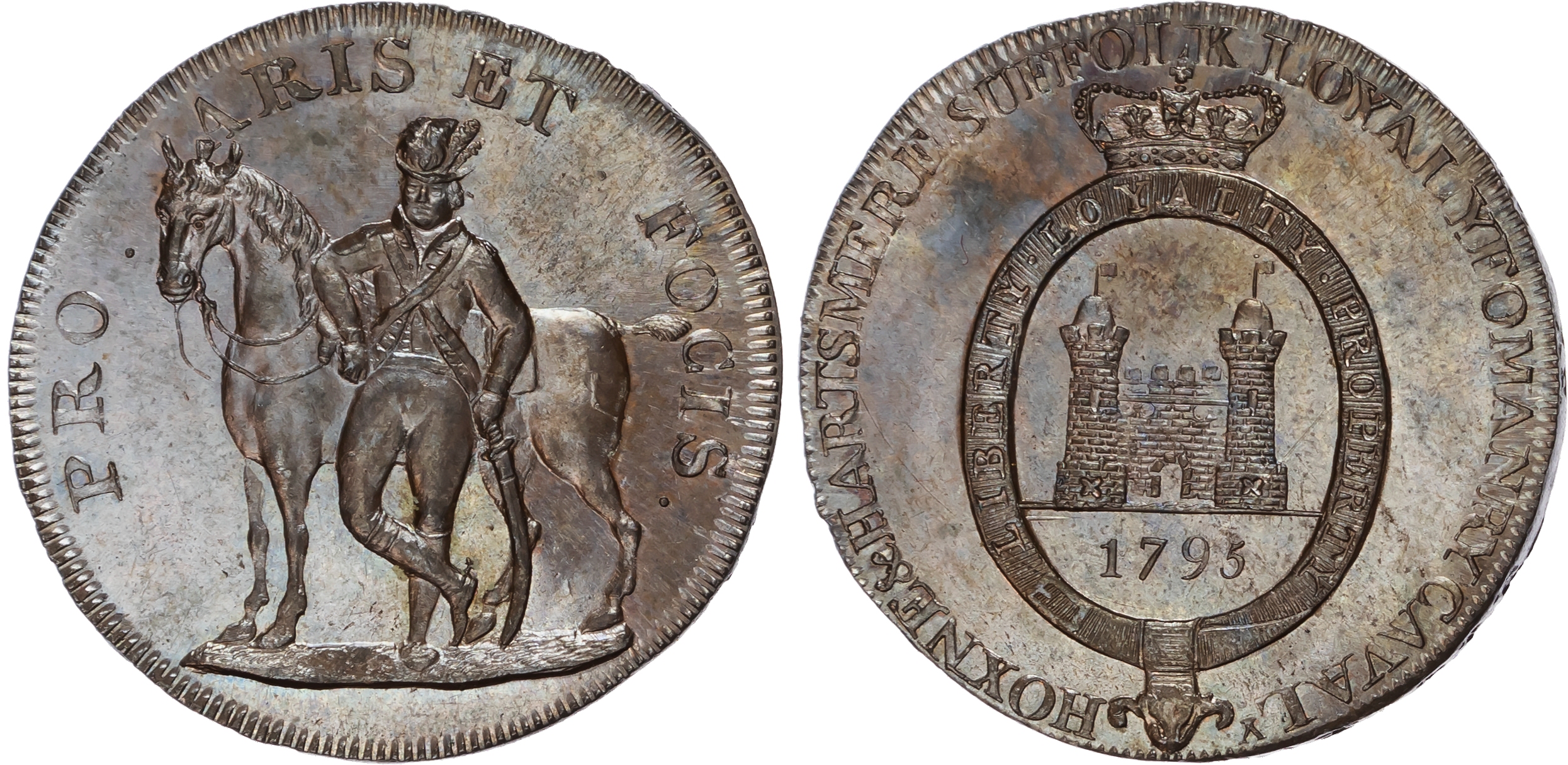 Suff. Hoxne and Hartsmere , Thomas Tallant (member of the Suffolk Yeomanry Cavalry?) Halfpenny 1795, Dismounte…
