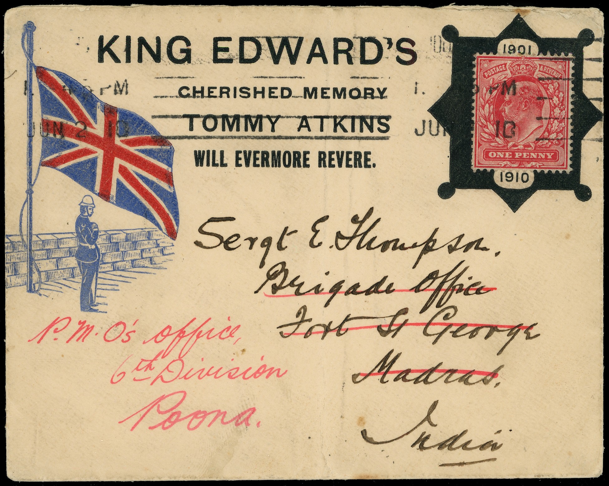 India KEVII 1910 memorial envelope pair