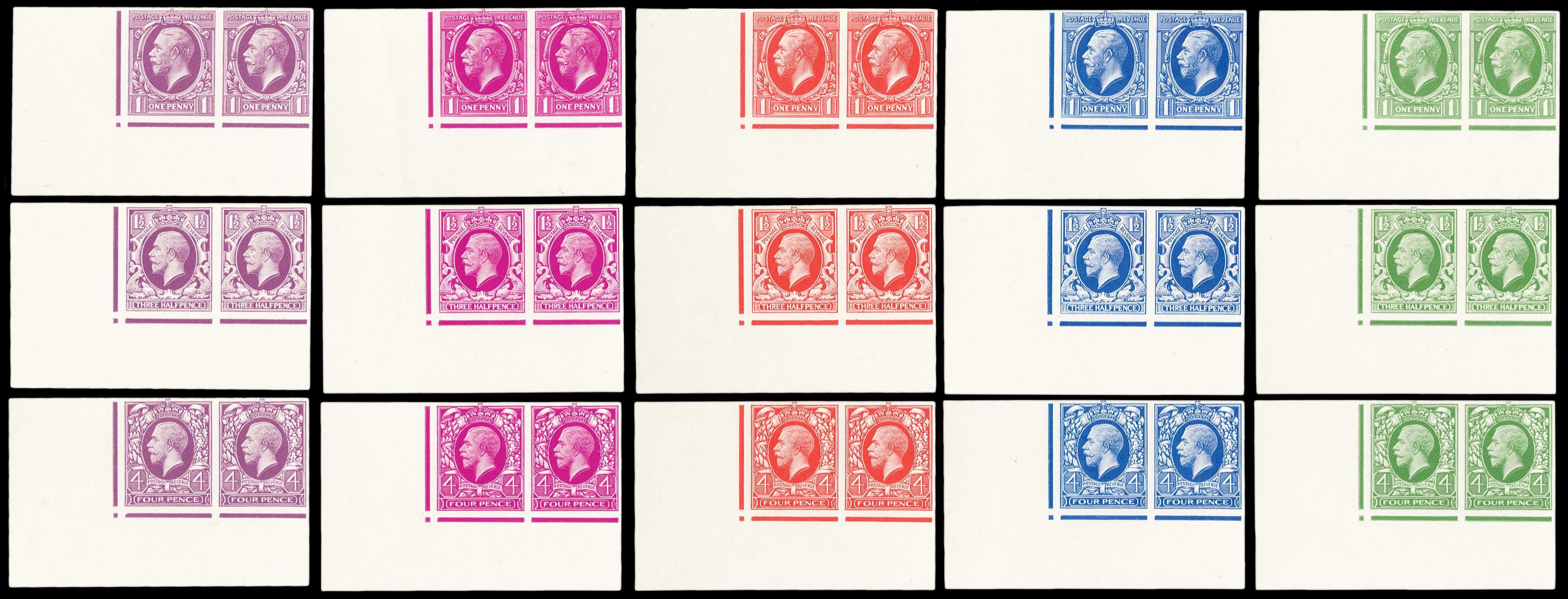 1934 1d, 1½d and 4d "Photogravure" colour...