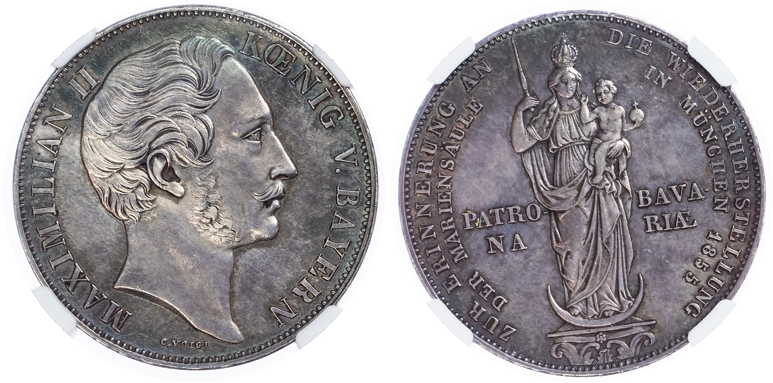 Germany, states, Bavaria. Maximilian II AR 2 Gulden. 