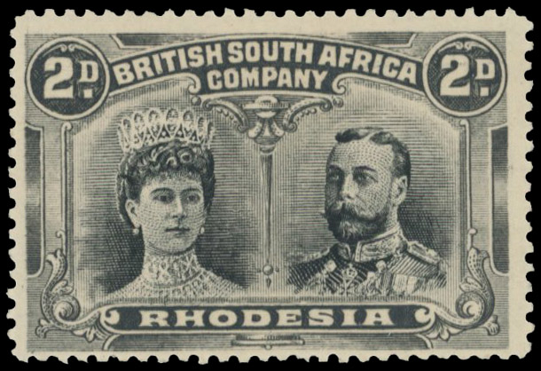 † 2d slate-black and sepia-black RSC I, position 26 partially voided medal