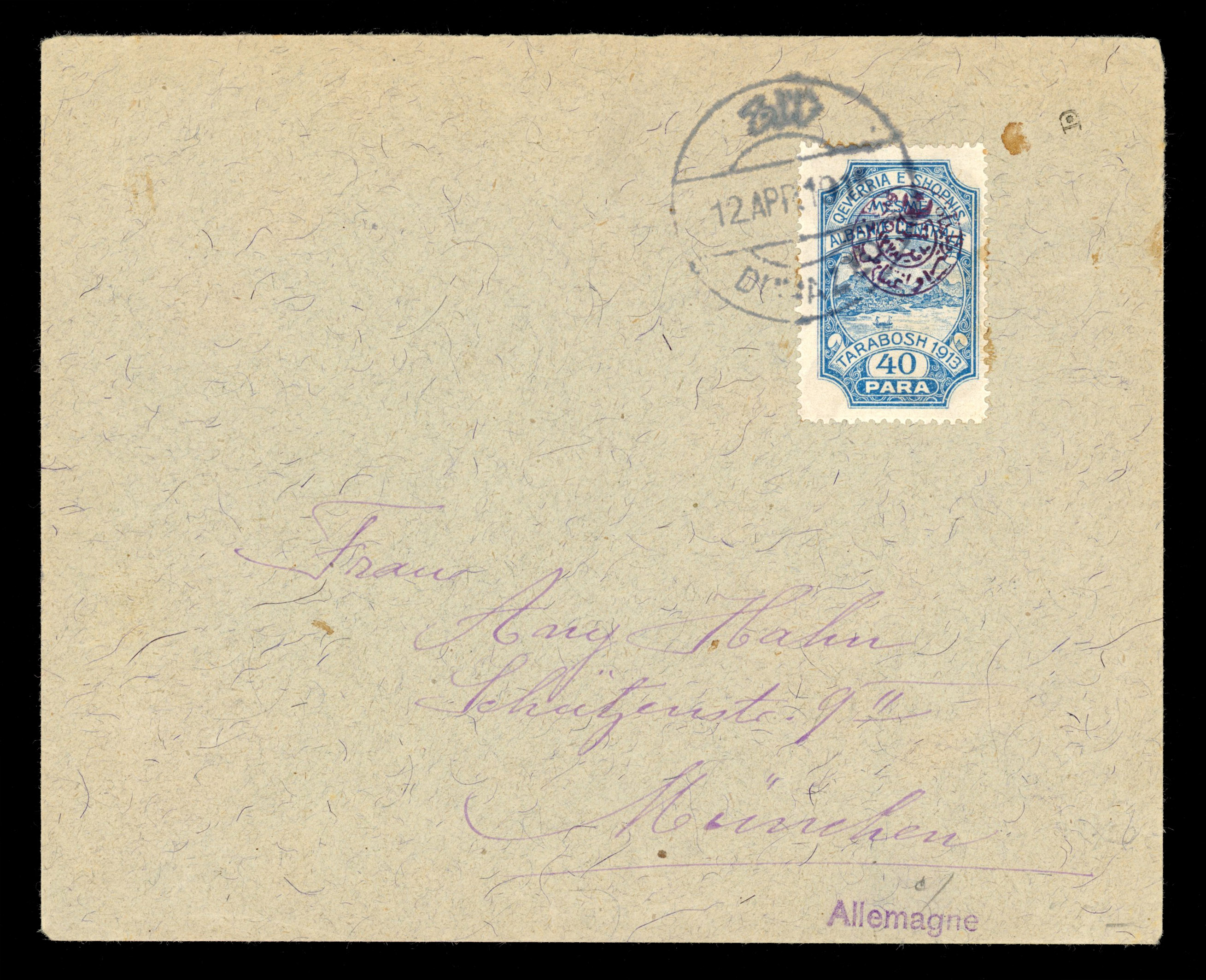 Albania 1915 cover Durazzo to Munich