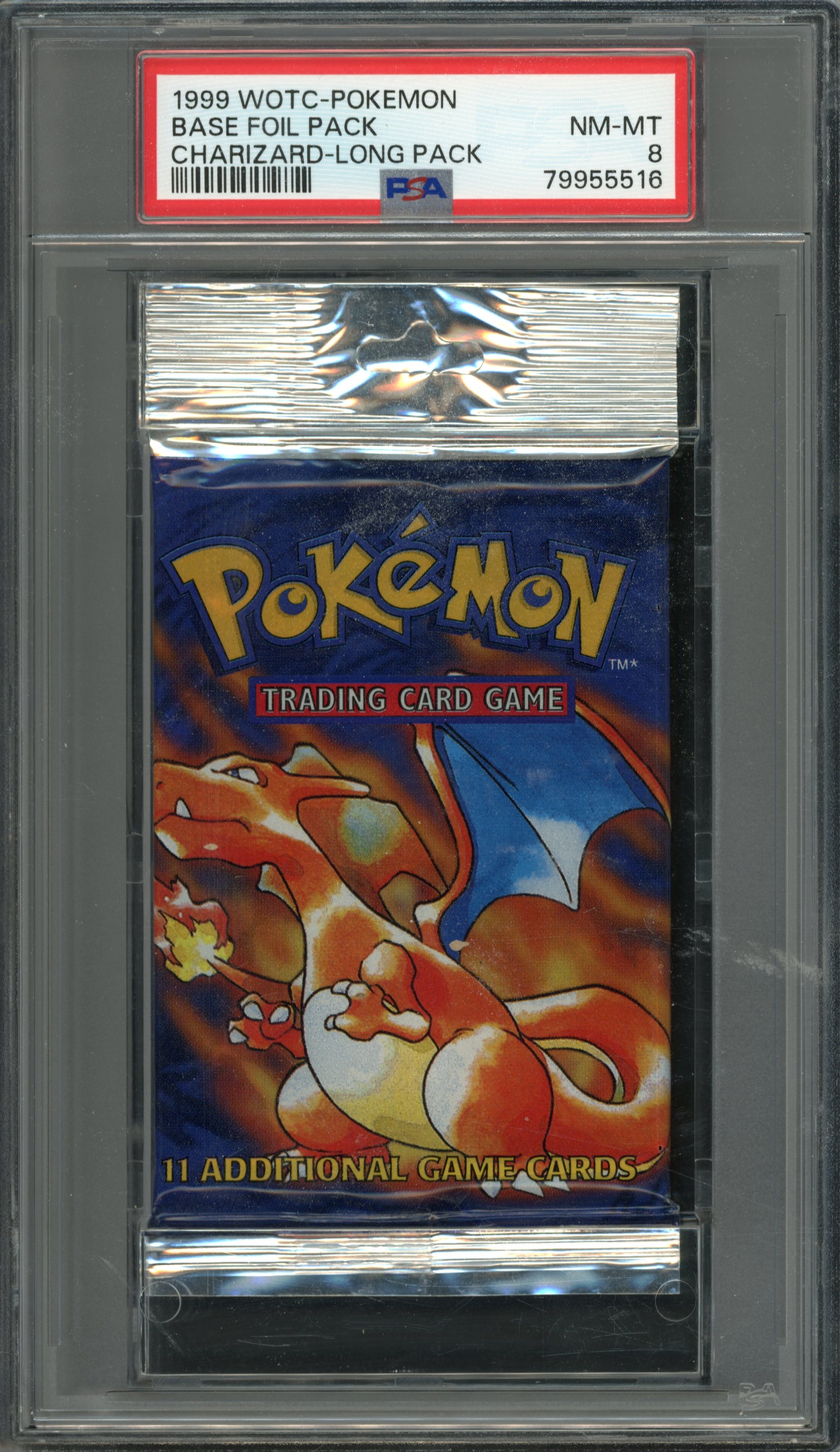 <p>PSA 8 - Base Set Booster Pack Long Pack - Charizard Art Work WOTC 1999</p>
