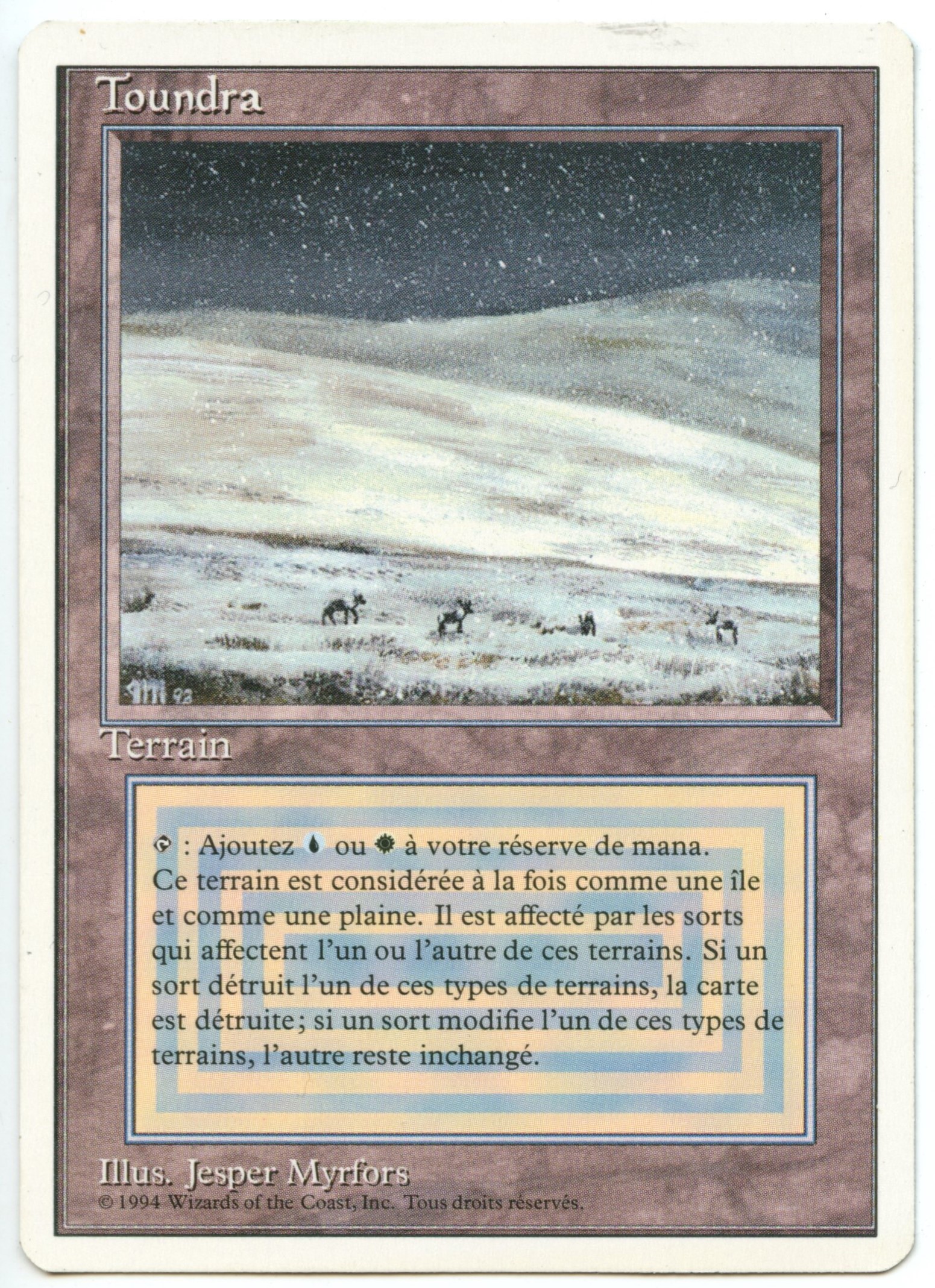 Magic The Gathering  - Tundra French language  - Foreign White Bordered - Lightly Played 