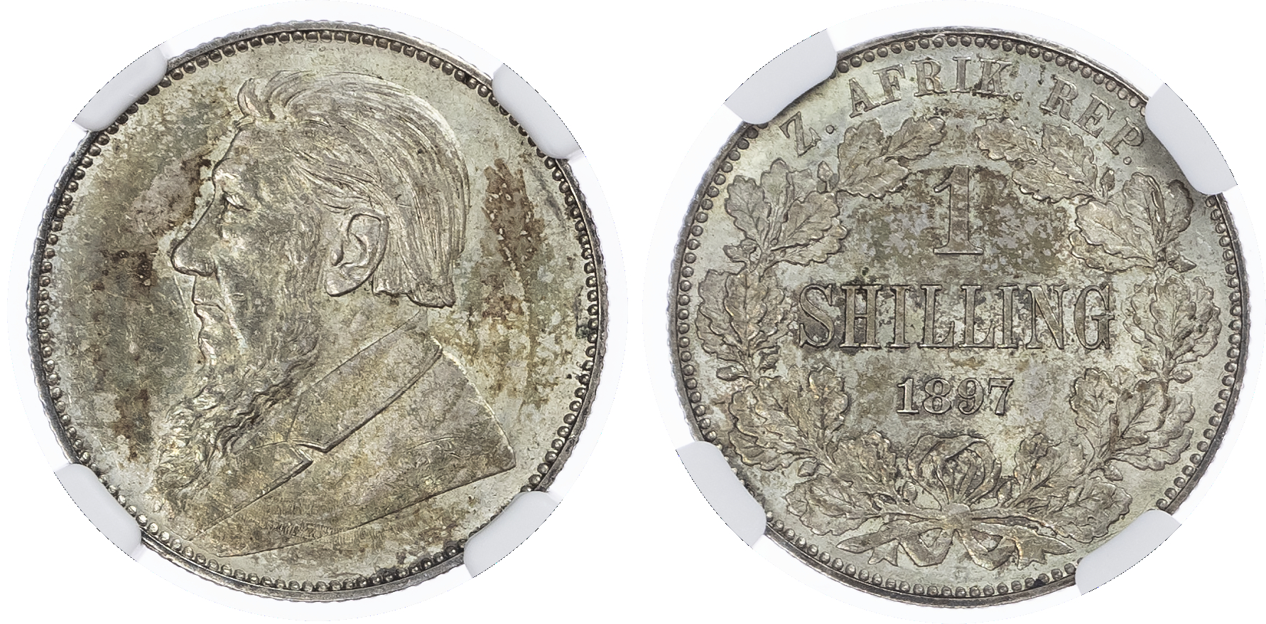 South Africa. Paul Kruger AR Shilling. 1897.