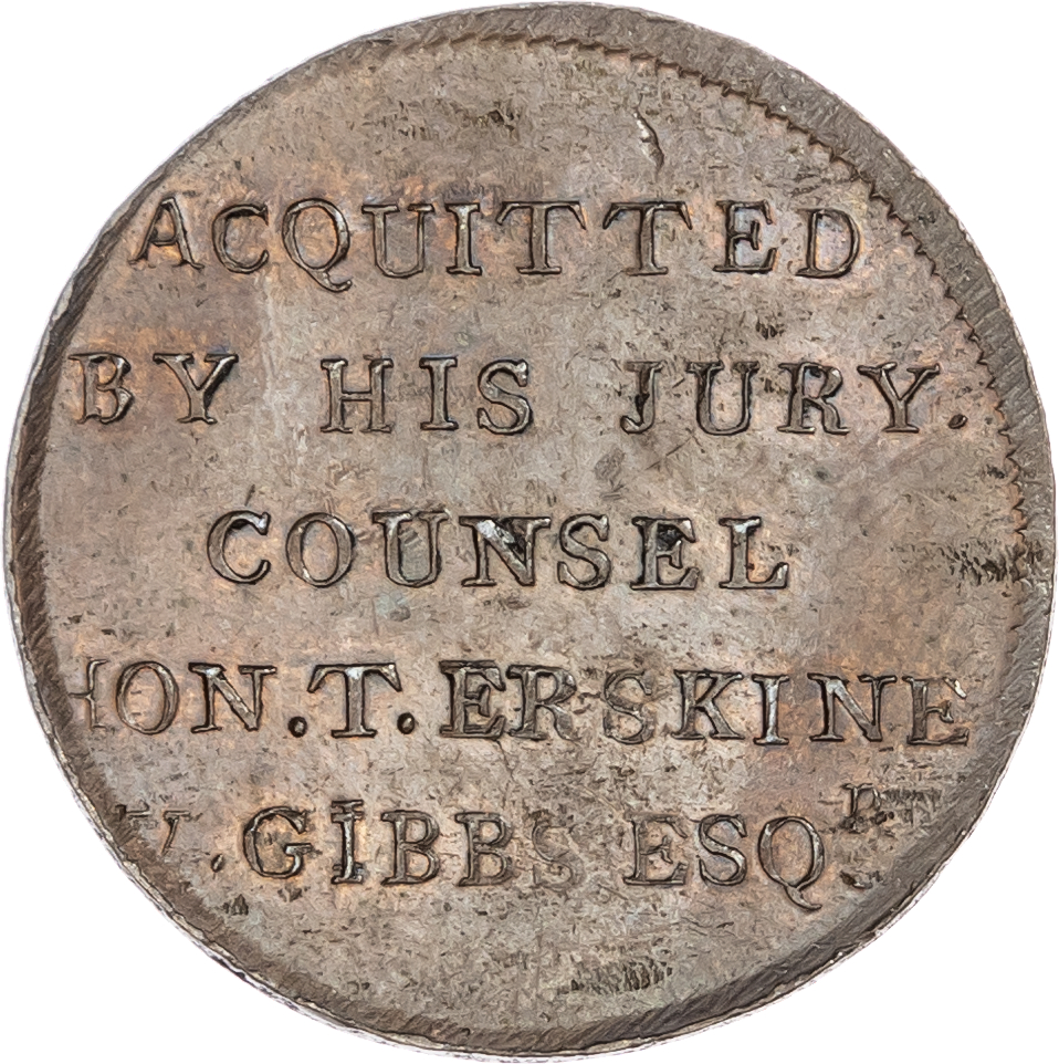 London, Political Series, Thomas Hardy (Corresponding Society) Halfpenny 1794